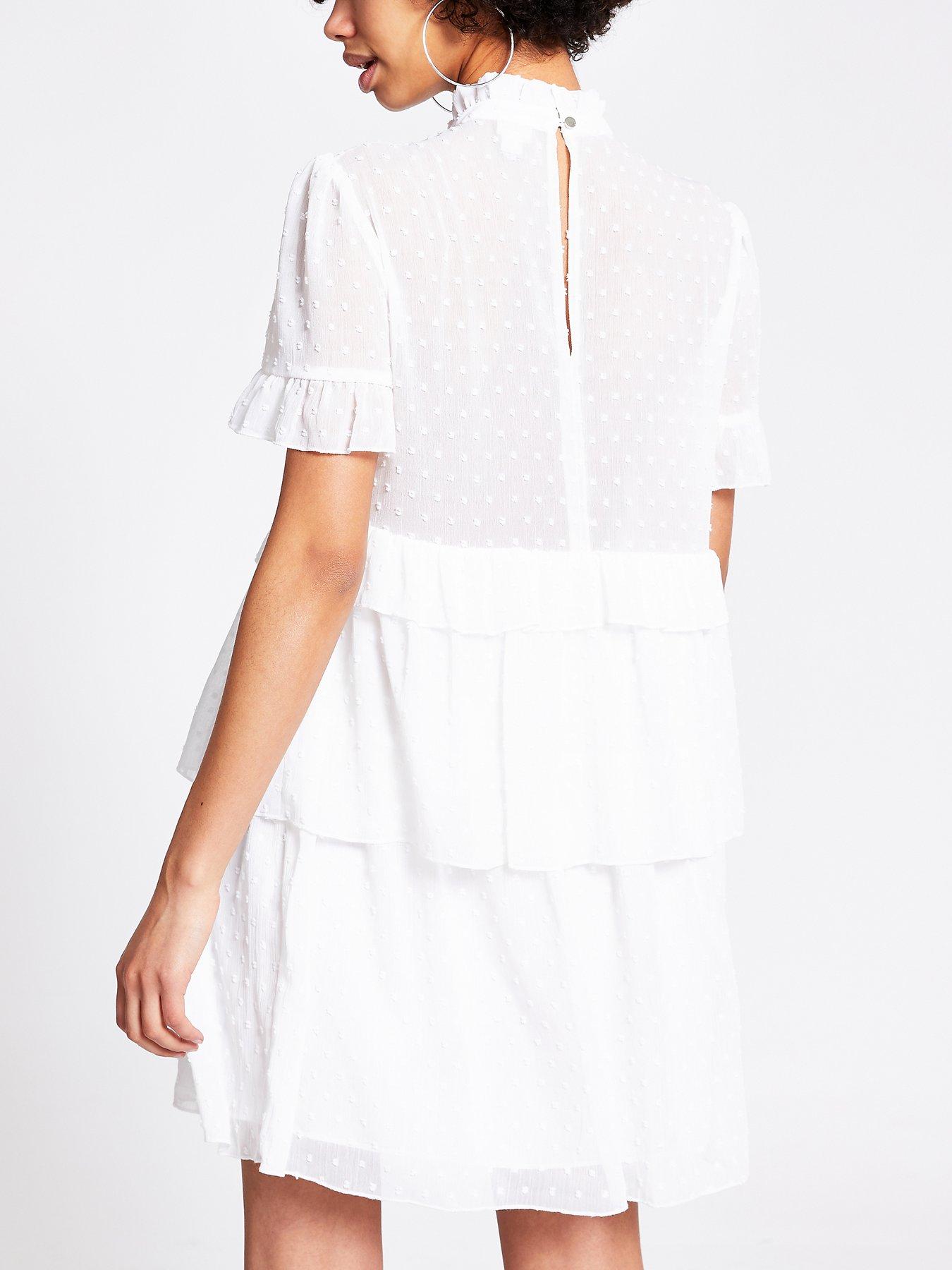 white mini smock dress