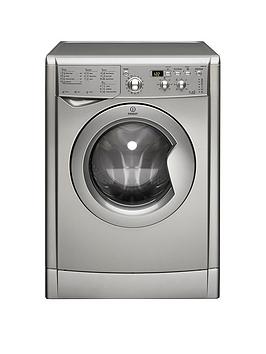 Product photograph of Indesit Iwdd75145sukn 7kg Wash 5kg Dry 1400 Spin Washer Dryer - Silver from very.co.uk