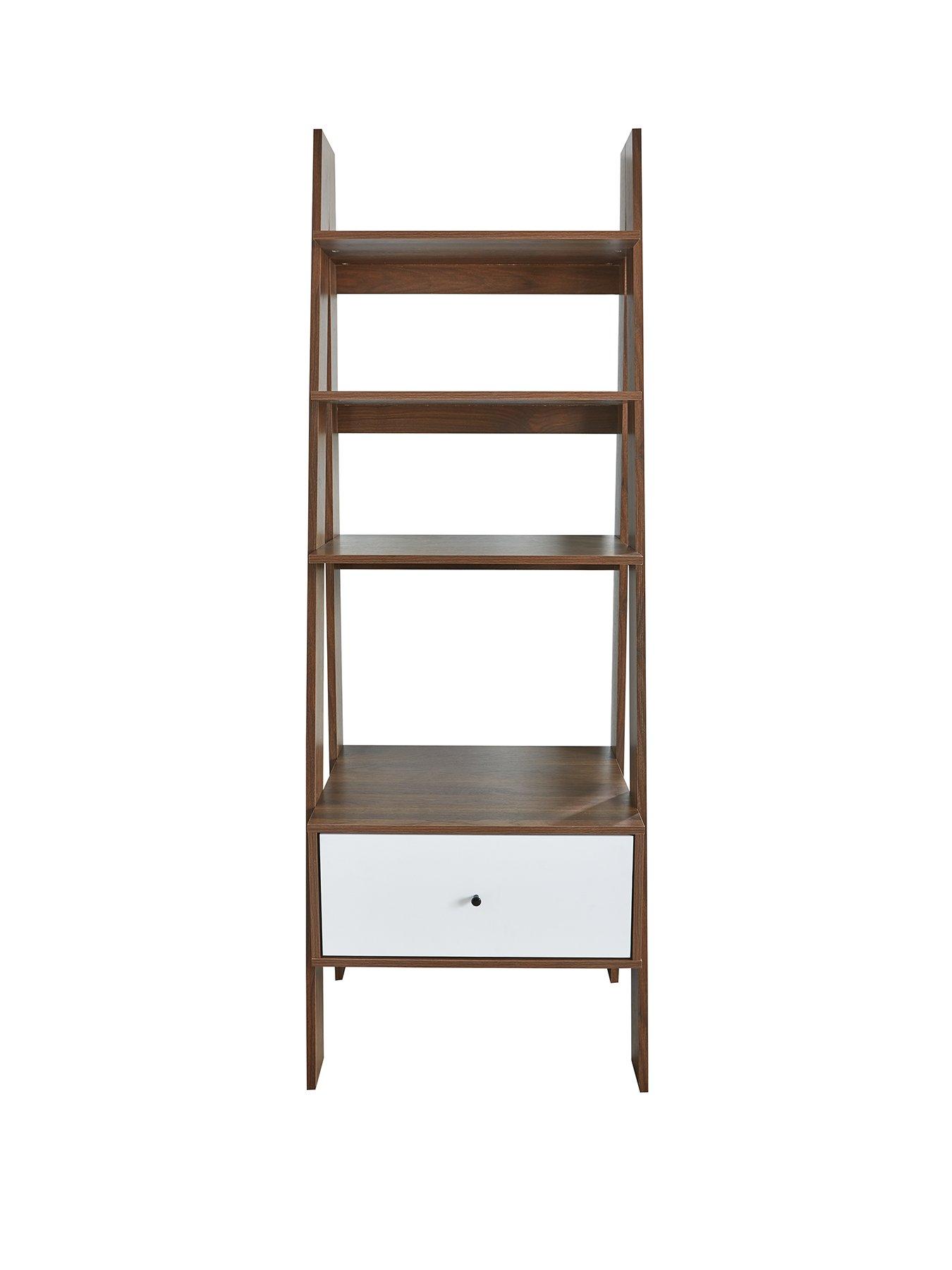 Monty Ladder Shelf with Drawer Walnut Effect very.co.uk
