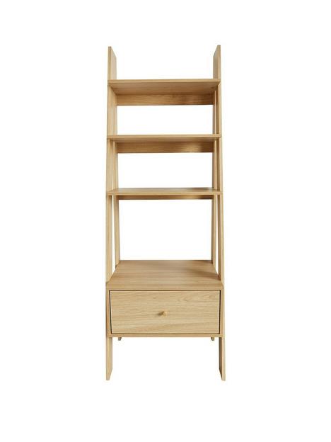 monty-ladder-shelf-with-drawer-oak-effect