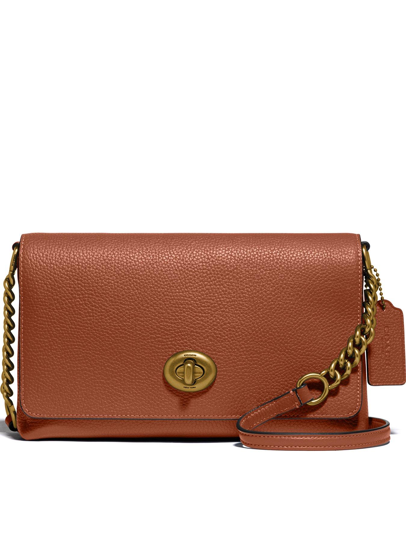 COACH Crosstown Polished Pebble Leather Cross-body Bag - Saddle | www.strongerinc.org