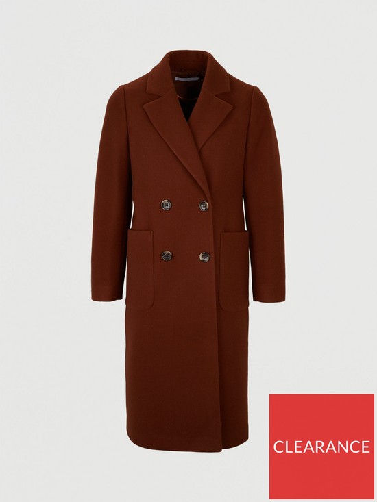 stillFront image of michelle-keegan-longline-double-breasted-coat-brown