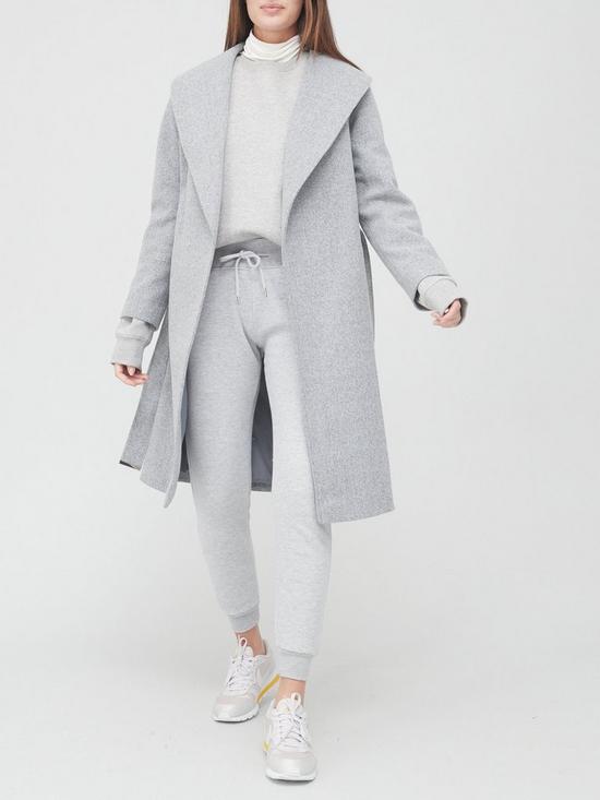 front image of v-by-very-belted-wrap-coat-grey