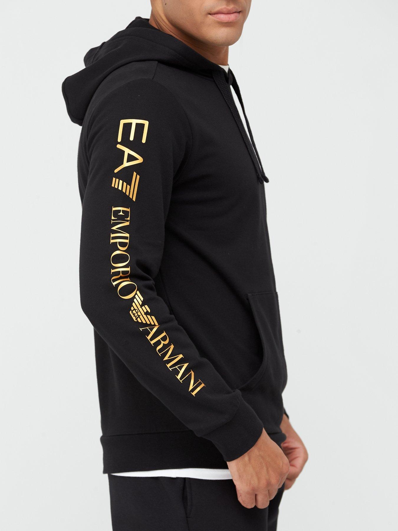 black and gold armani hoodie