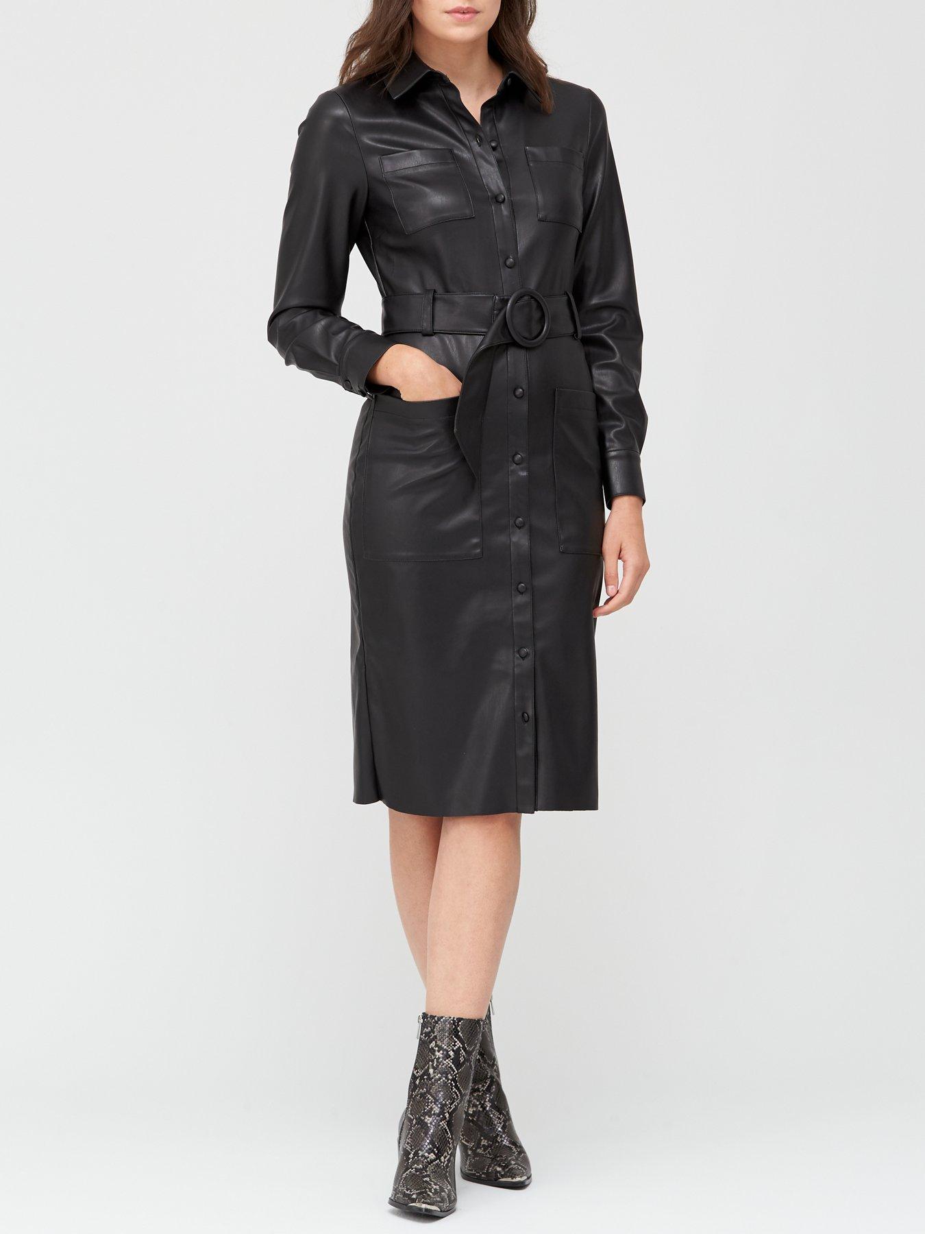 leather midi dress uk