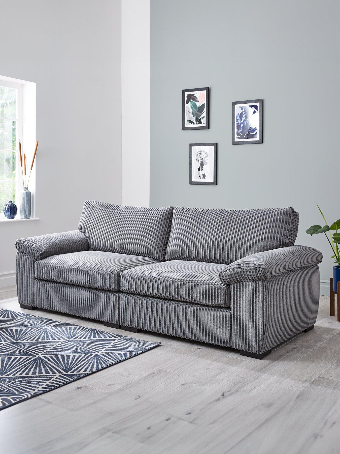 undefined Amalfi Standard Back Fabric 4 Seater Sofa - Charcoal - FSC® Certified