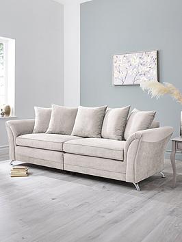Product photograph of Very Home Dury Fabric 4 Seater Scatter Back Sofa - Natural - Fsc Reg Certified from very.co.uk