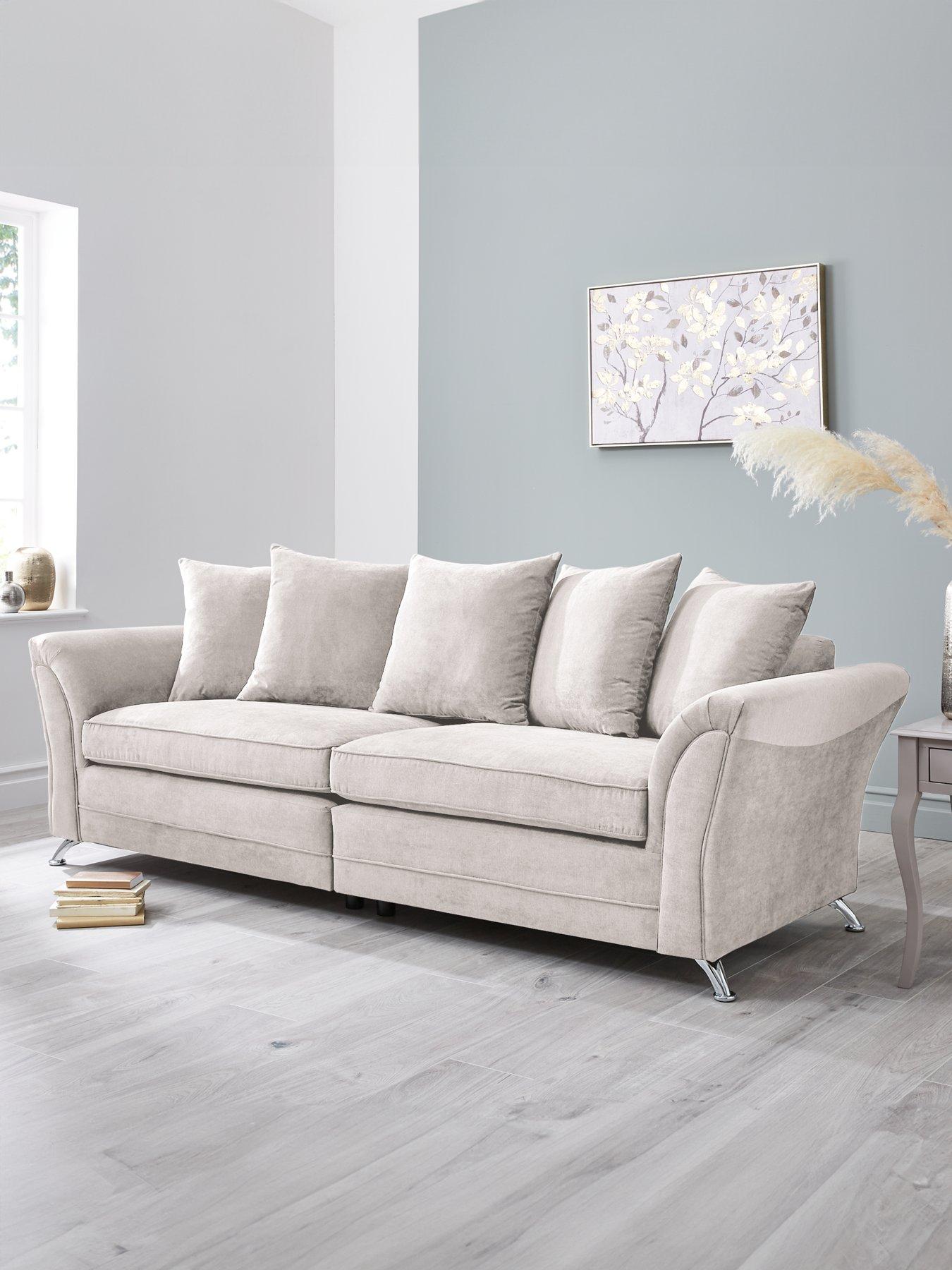 undefined Dury Fabric 4 Seater Scatter Back Sofa - Natural - FSC® Certified