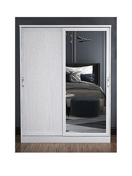 Product photograph of Very Home Camberley 2 Sliding Door Mirrored Wardrobe - White from very.co.uk