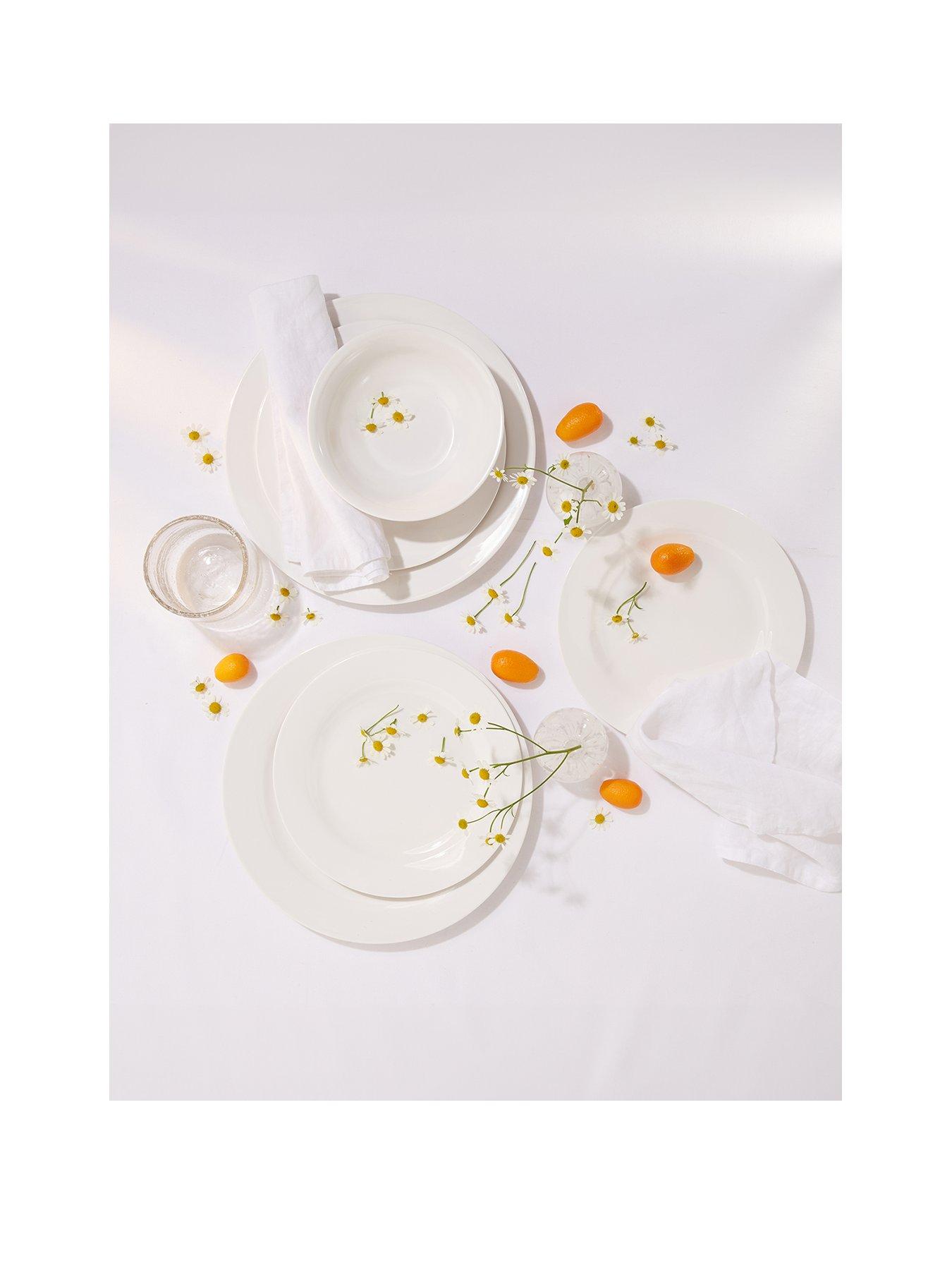 Product photograph of Waterside 18-piece White Round Melamine Dinner Set from very.co.uk