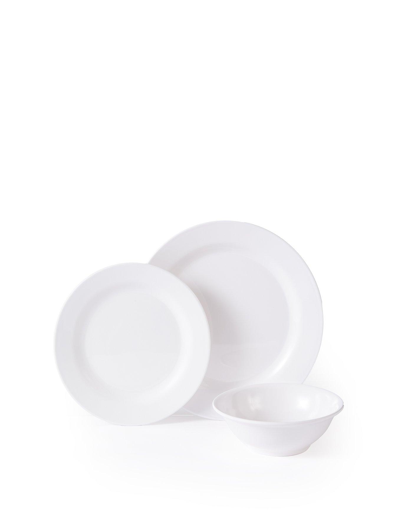 Image 2 of 6 of WATERSIDE 18-Piece White Round Melamine Dinner Set