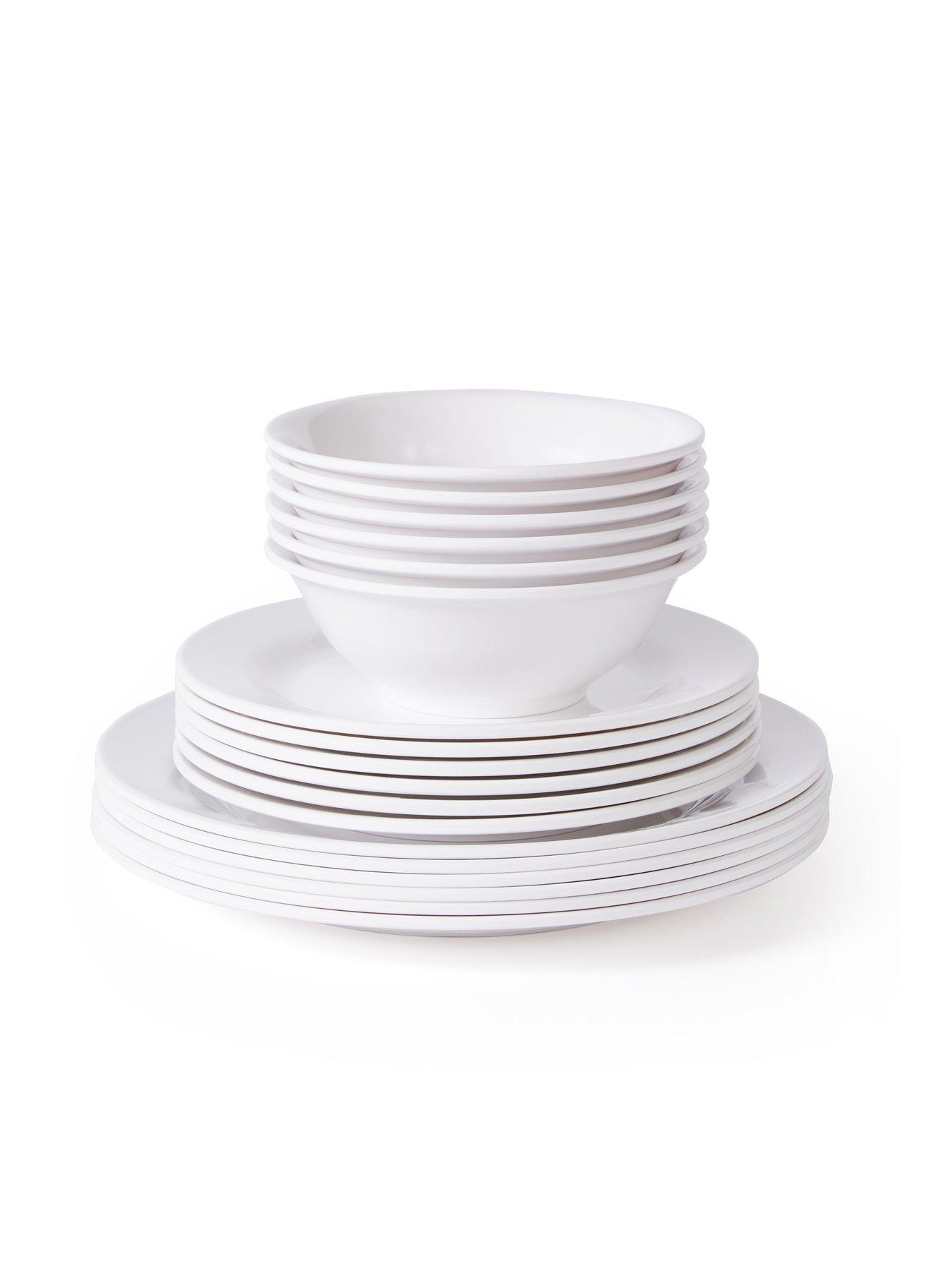 WATERSIDE 18-Piece White Round Melamine Dinner Set Very
