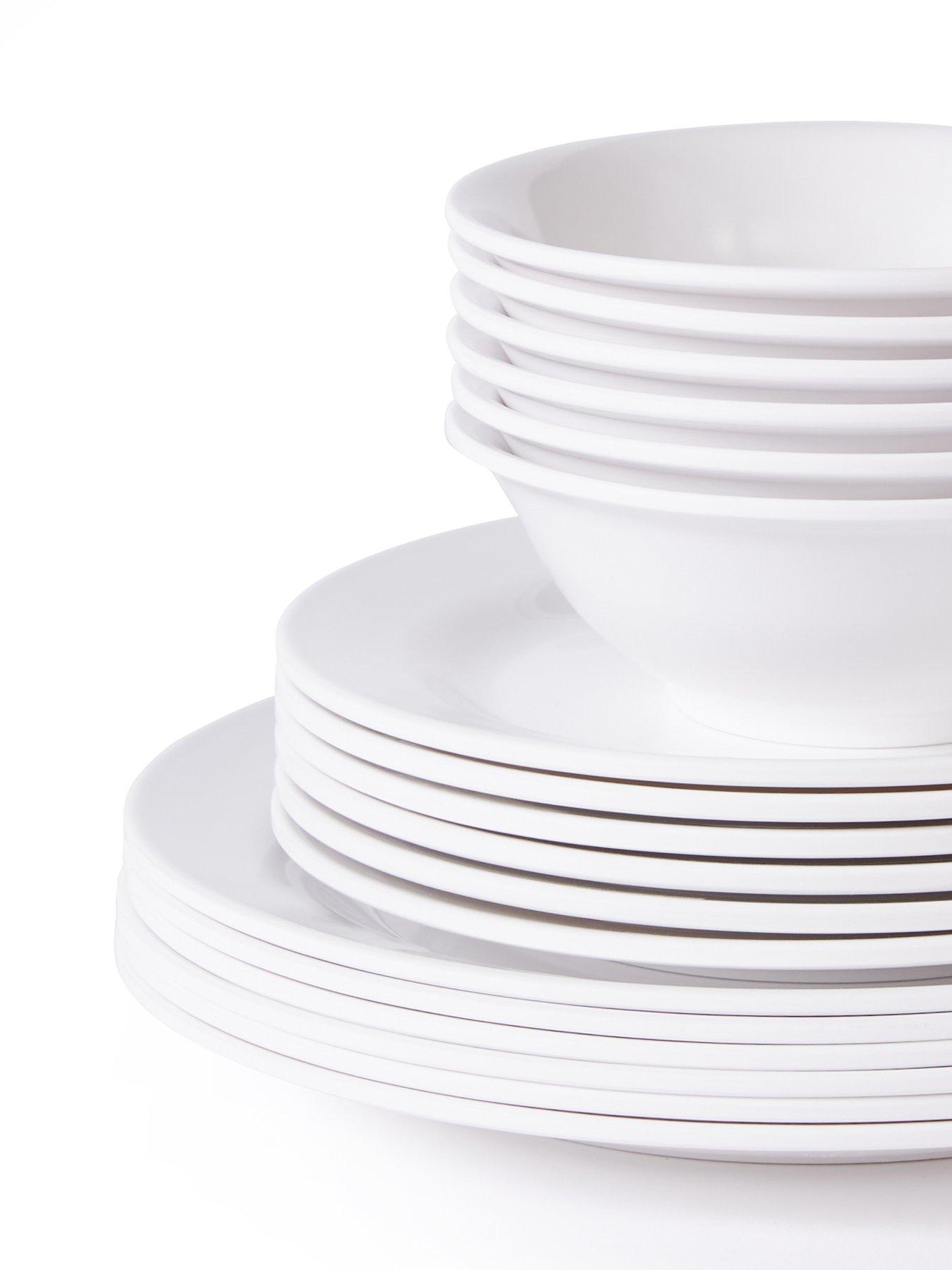 Image 4 of 6 of WATERSIDE 18-Piece White Round Melamine Dinner Set