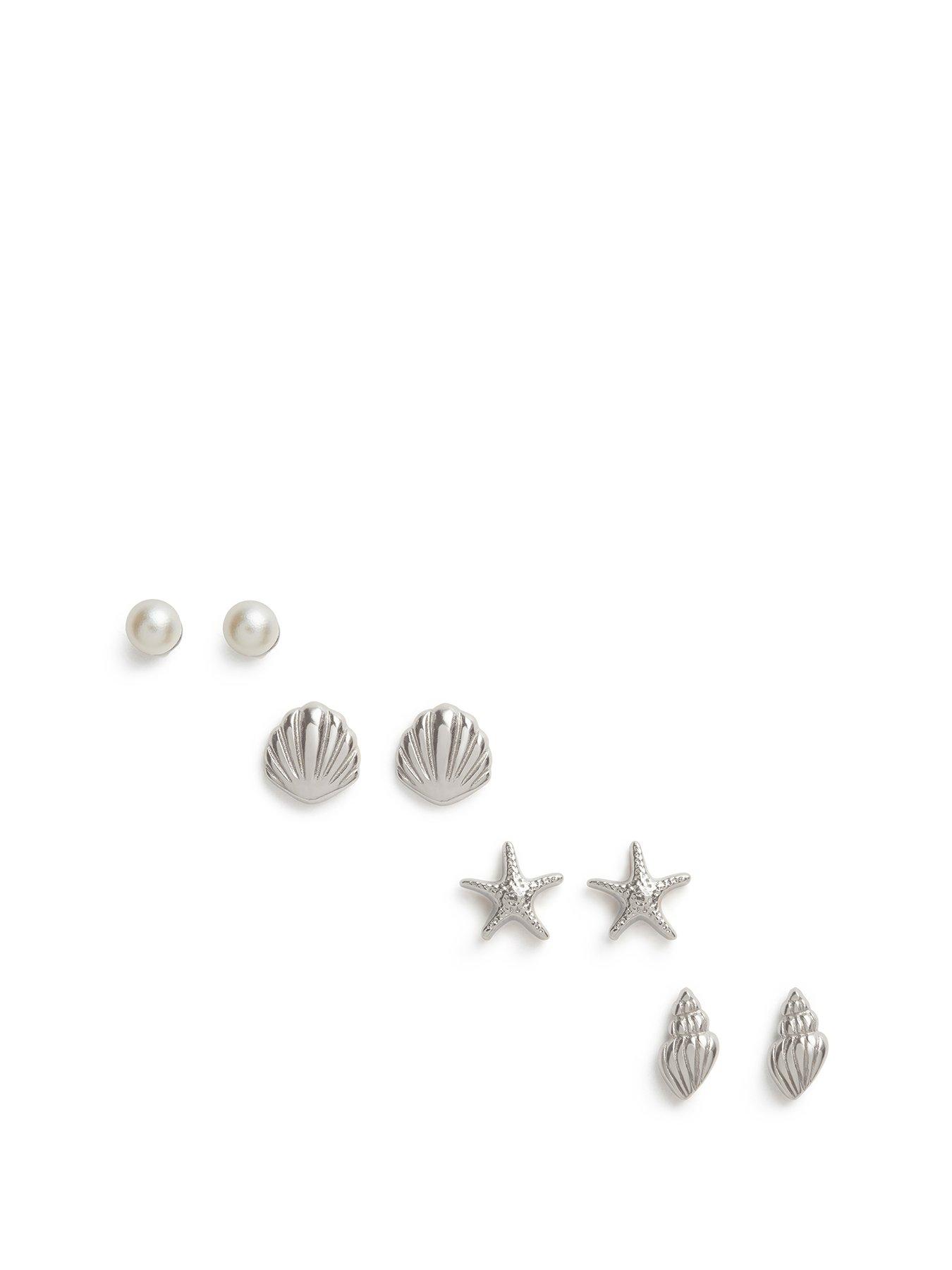 pack of silver stud earrings