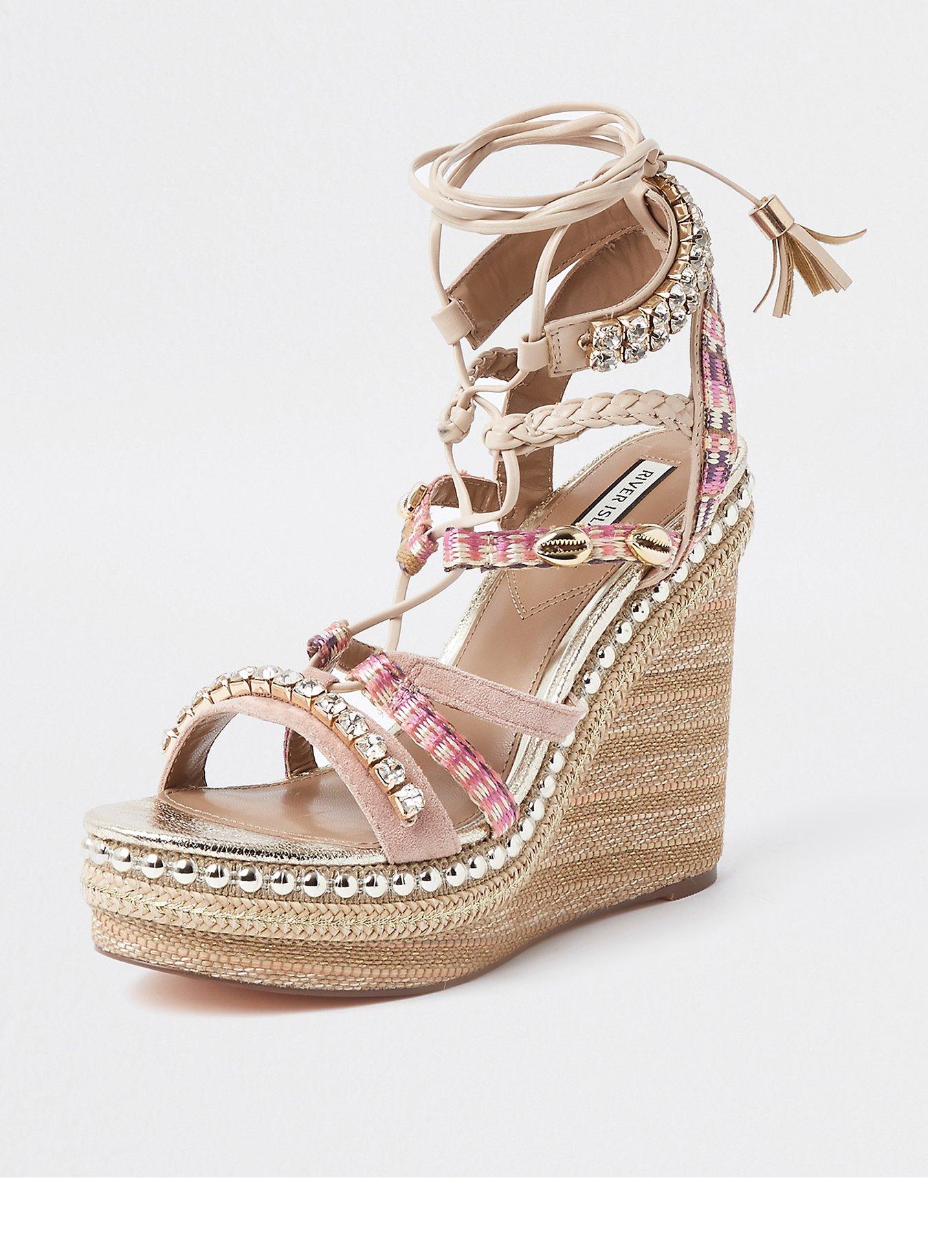 pink wedge sandals uk
