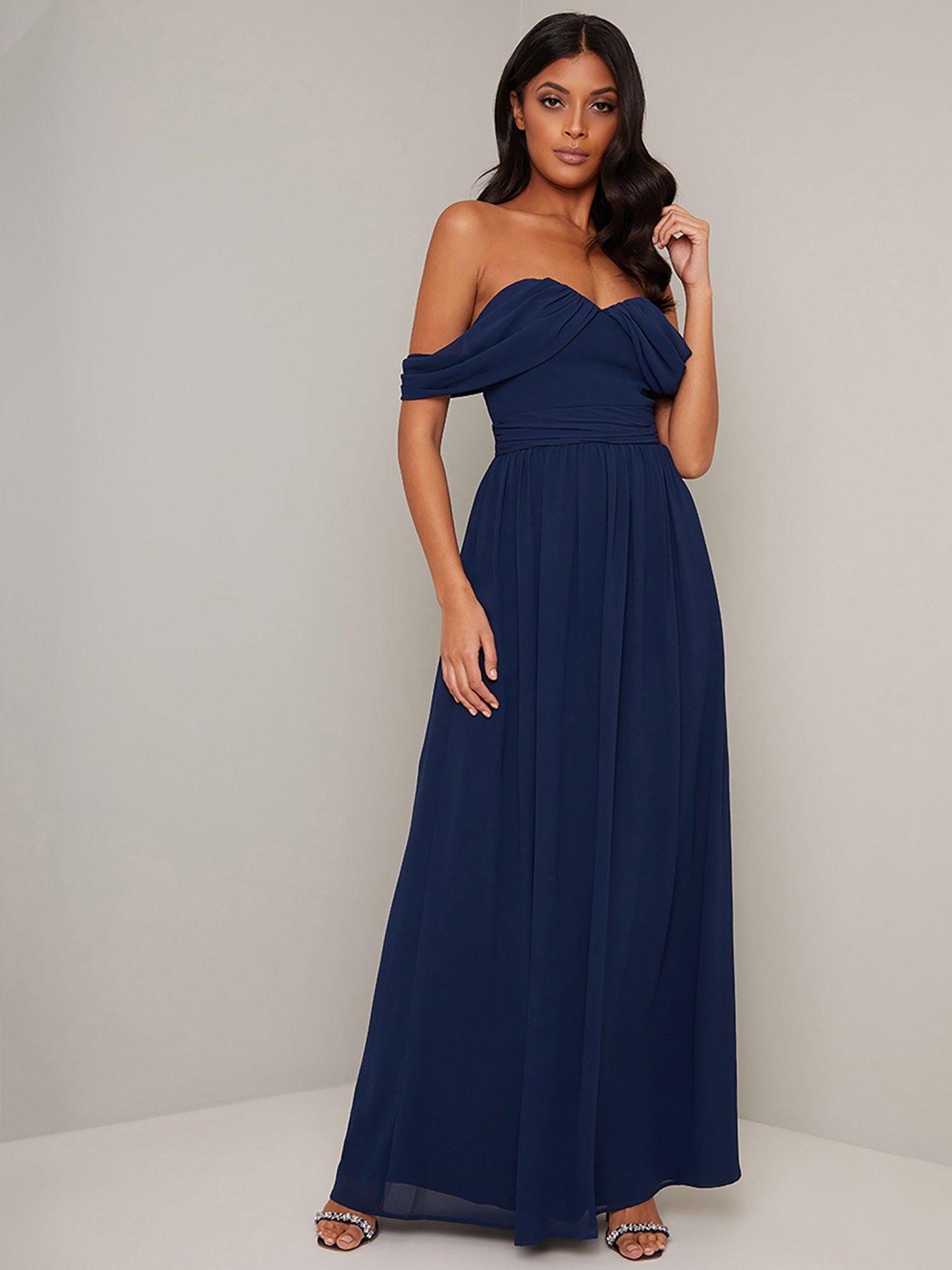 navy bardot dress
