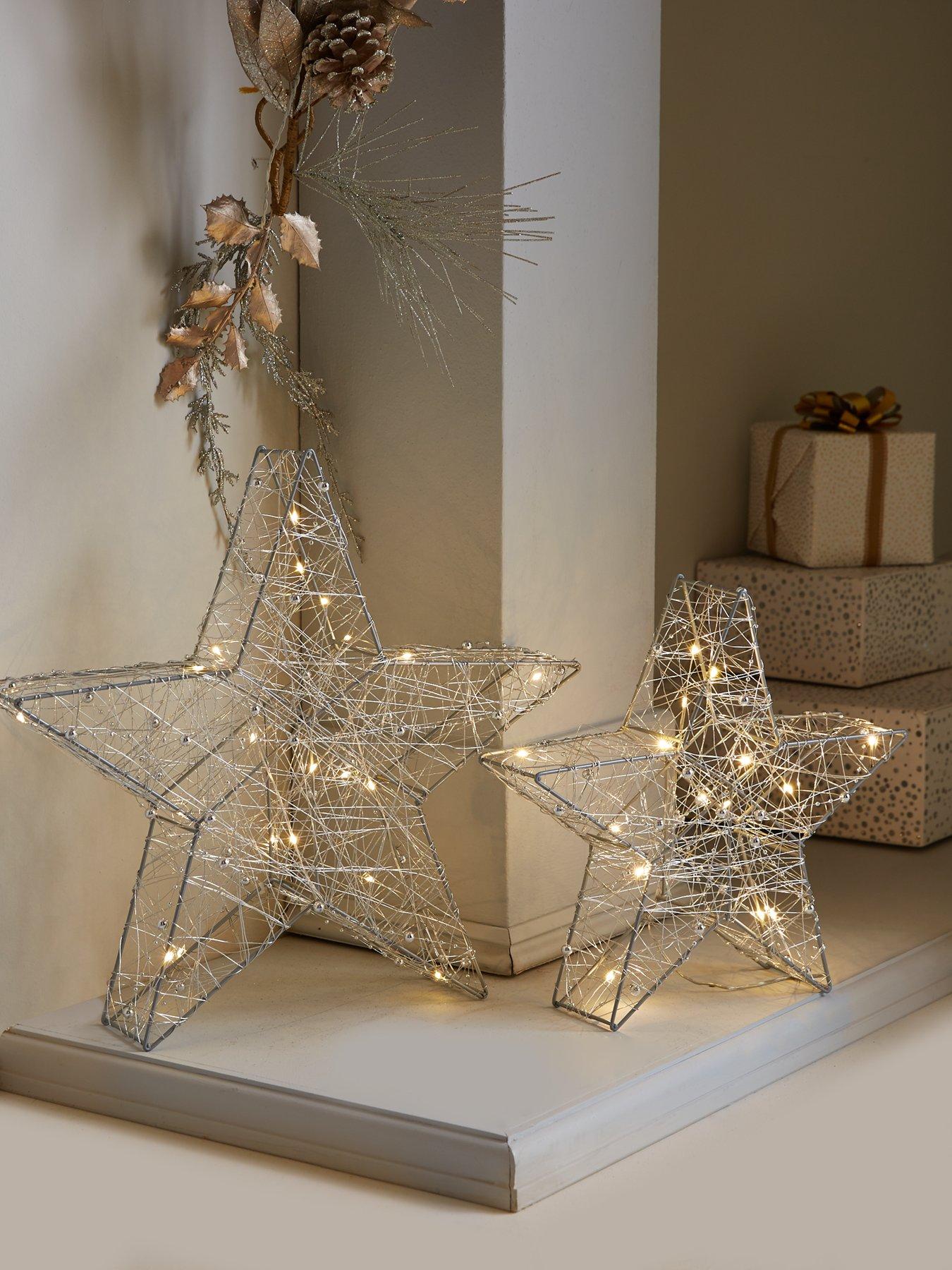 Very Home Set of 2 Light-Up Star Christmas Room Decorations