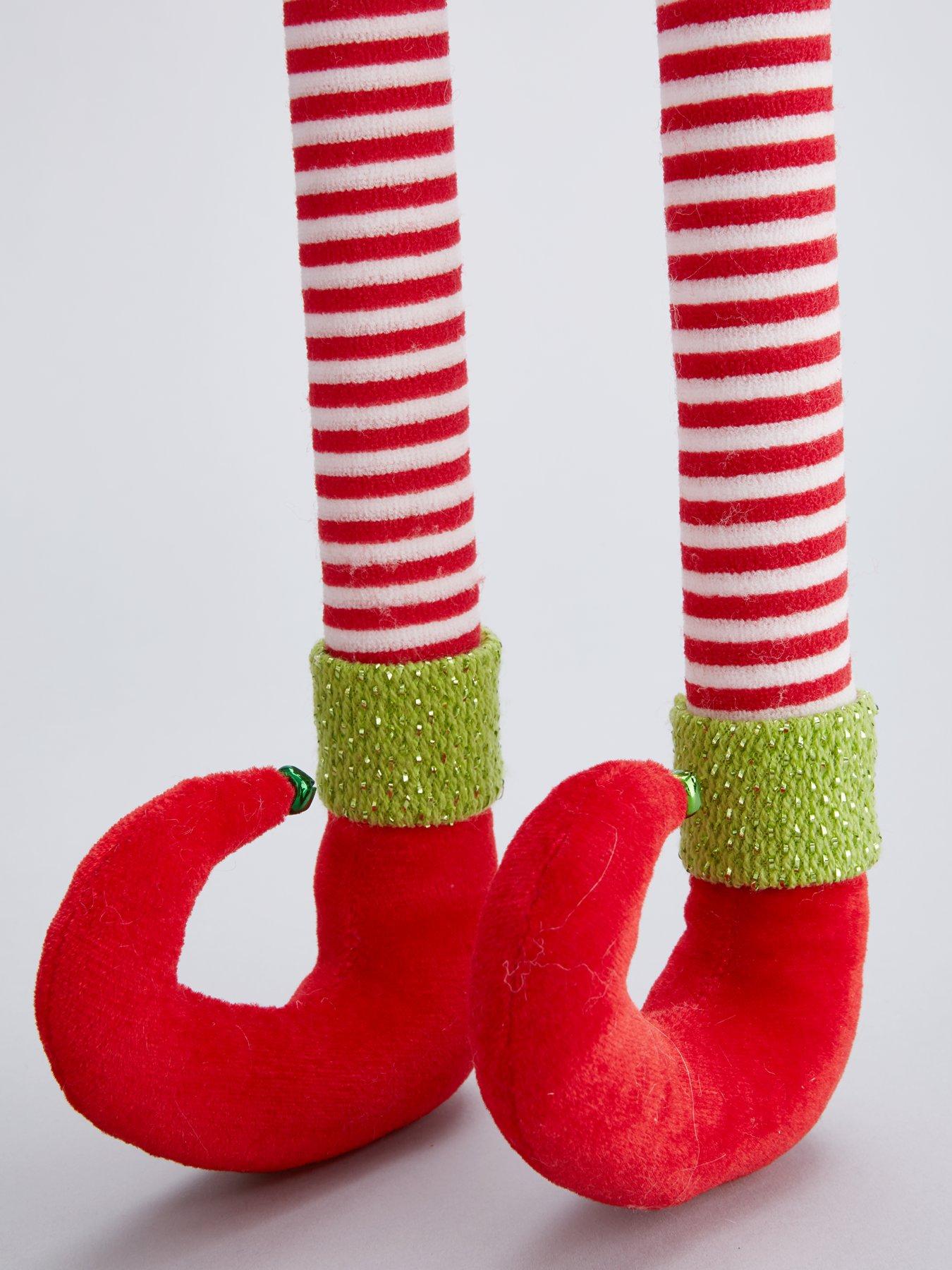 Uanit Christmas Tree Topper Hat, Elf Legs Xmas Tree Toppers Large Red Velvet Hat Lengthened Bowknot Christmas Tree Ornaments Christmas Holiday Home De