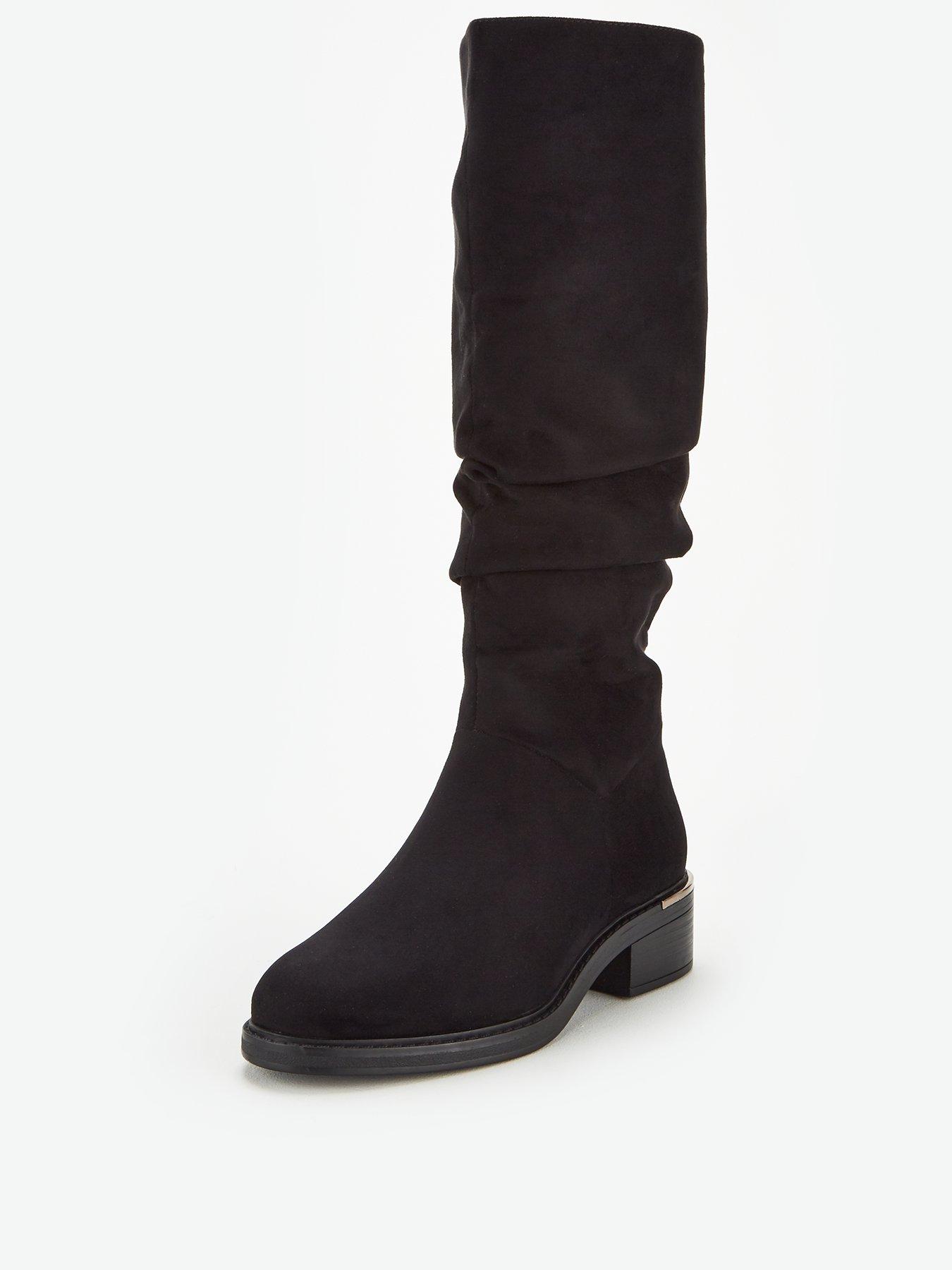 black slouch flat boots