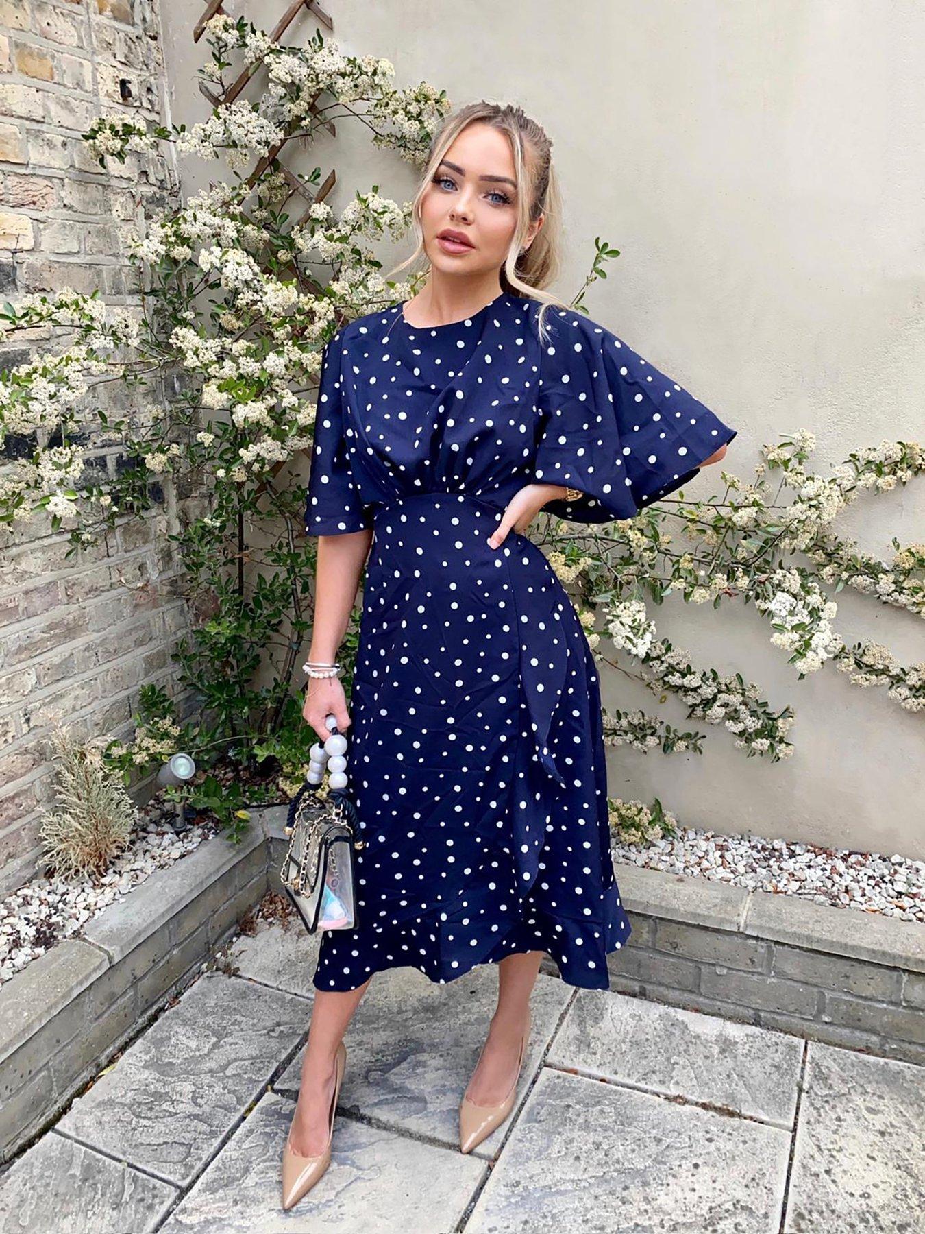 ax paris navy polka dot dress