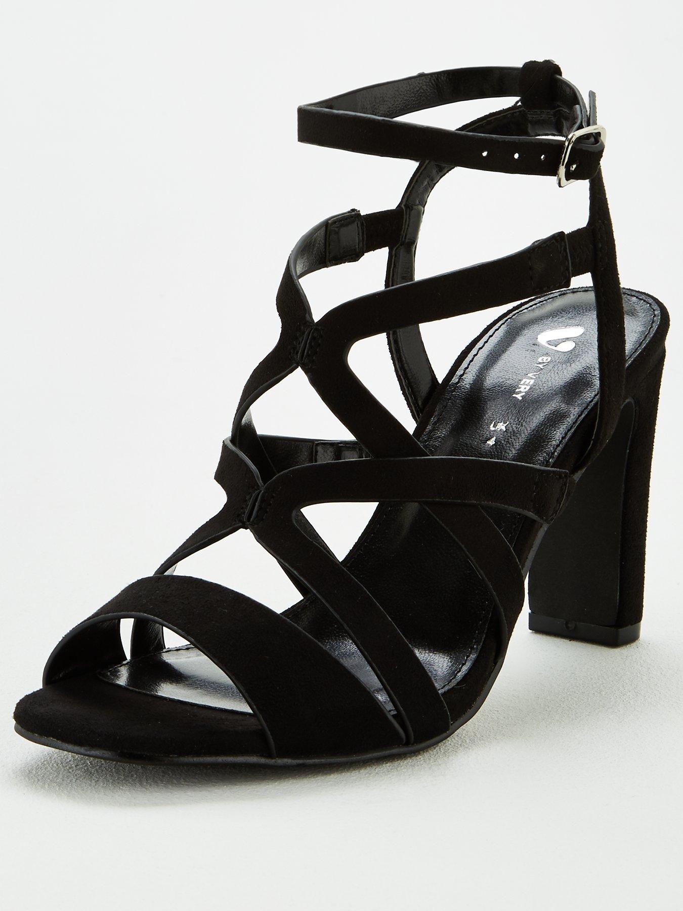 wide strappy high heels