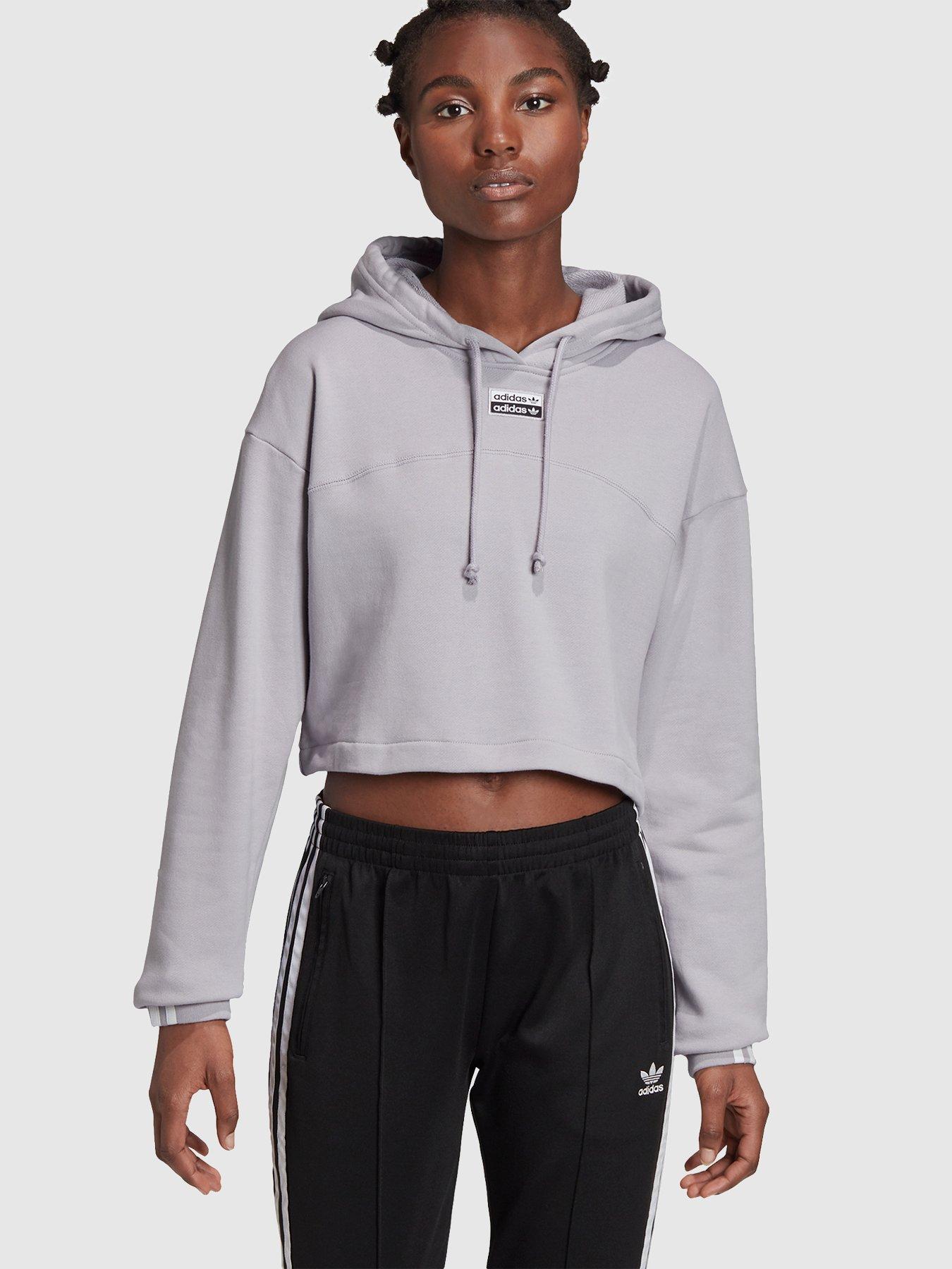 adidas cropped hoodie grey