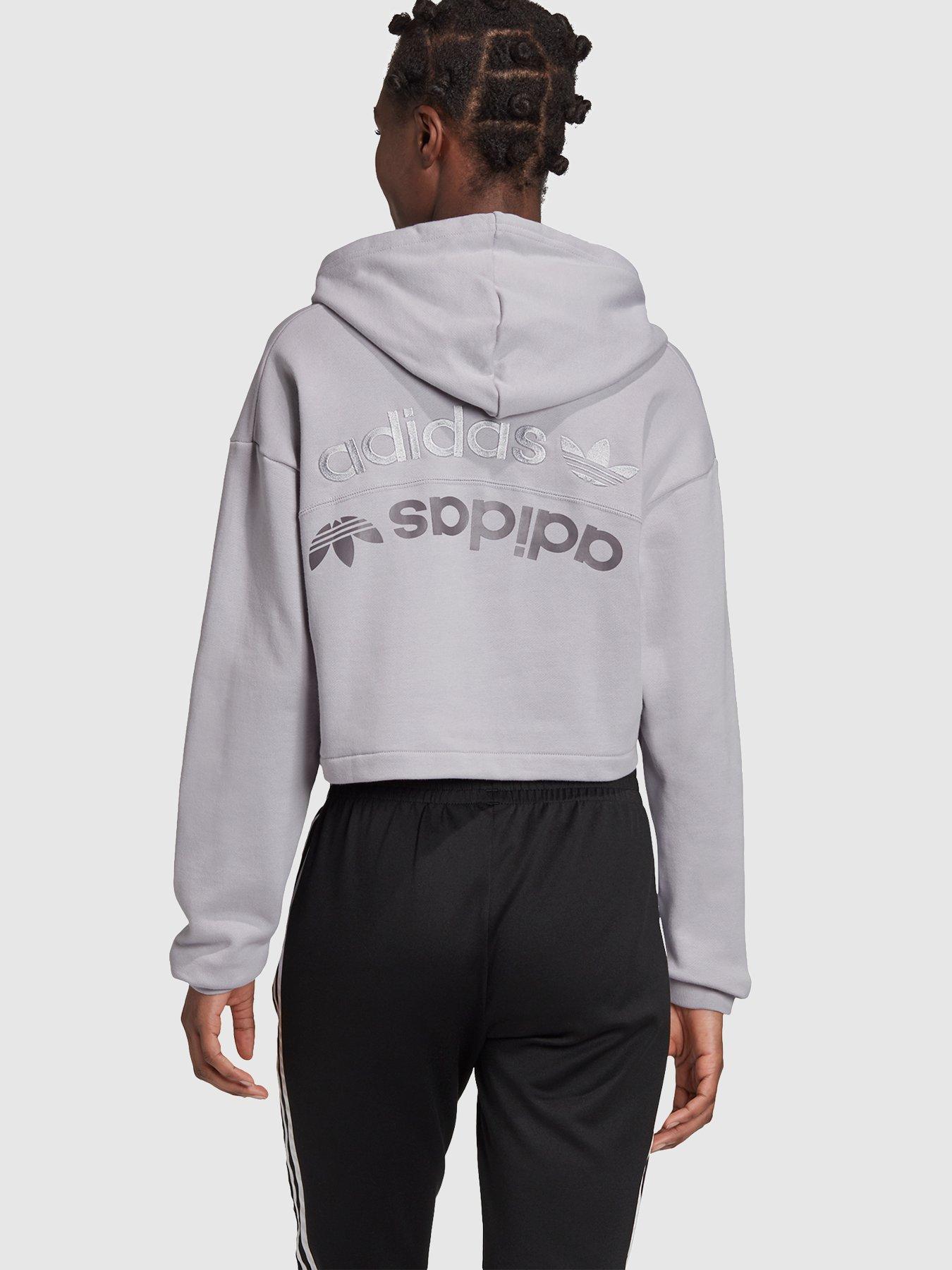 grey adidas cropped hoodie