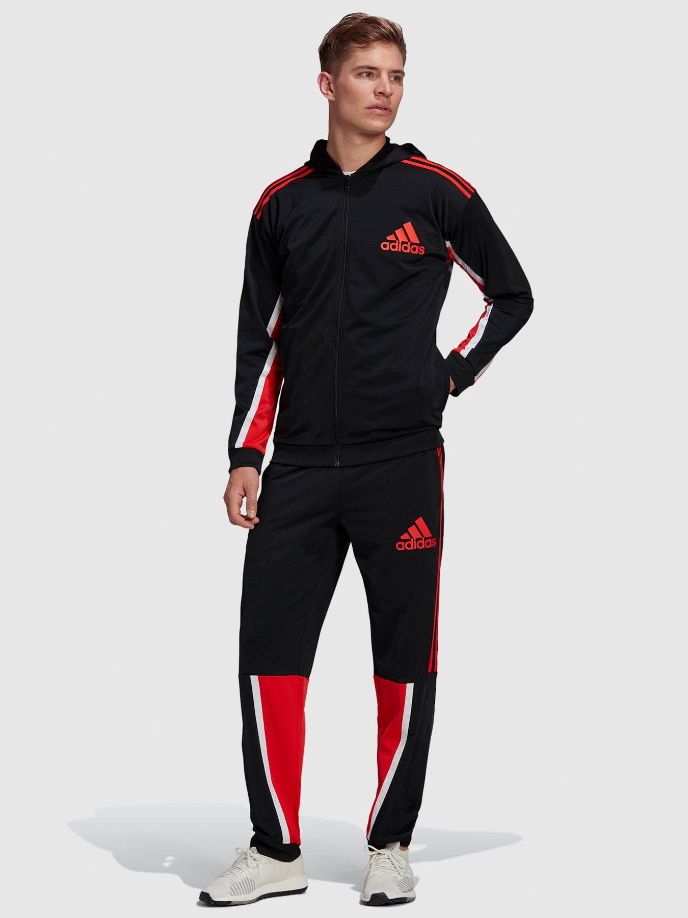 adidas tracksuit red black