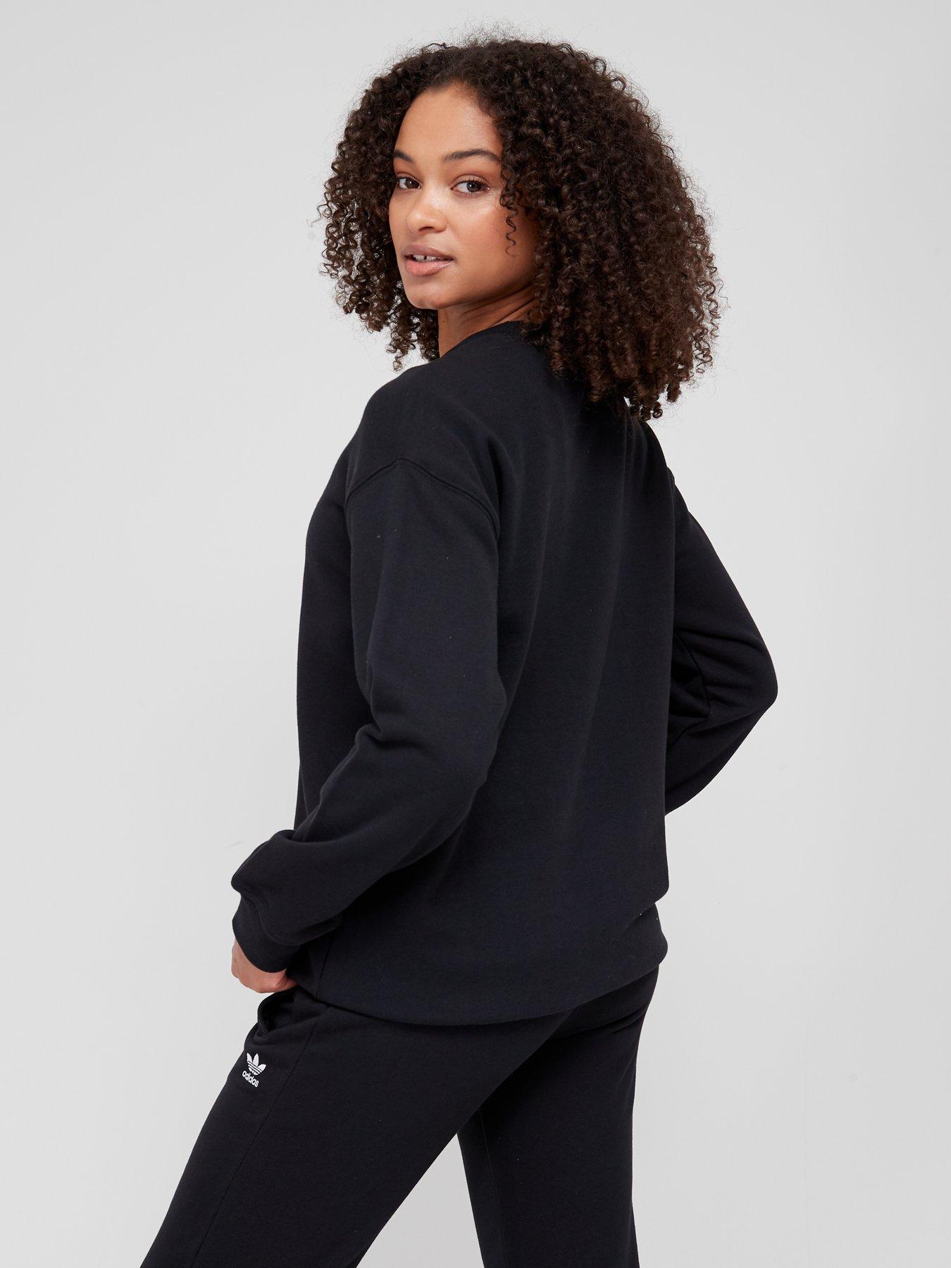adidas Originals Trefoil Crew Sweat - Black | very.co.uk