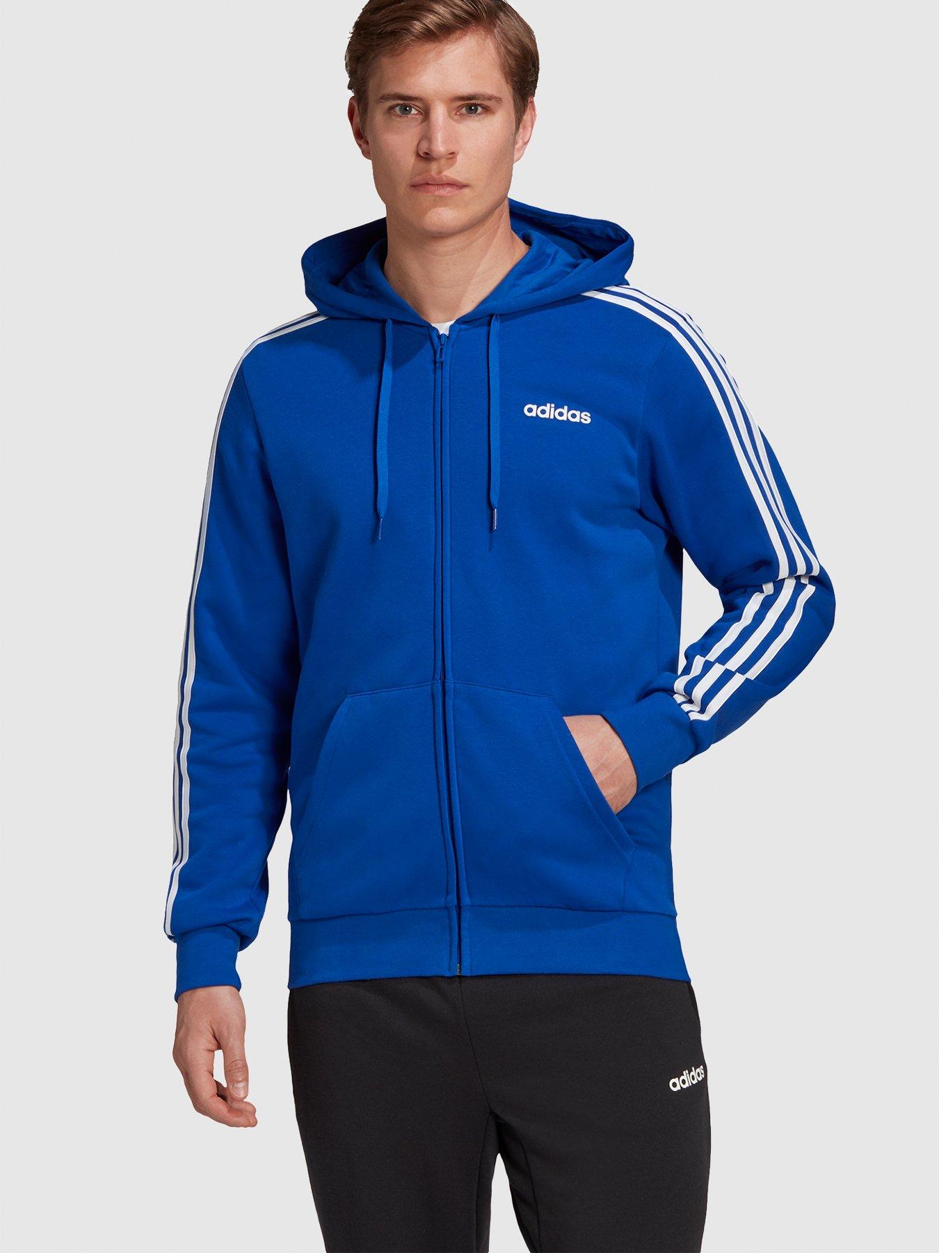 adidas essential 3 stripes full zip hoodie