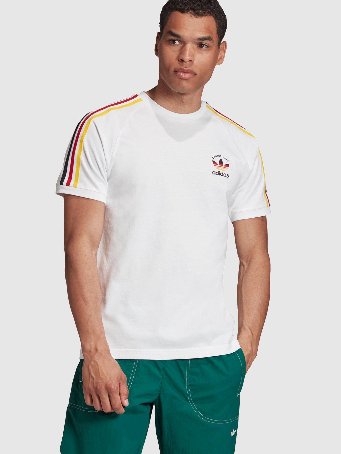 adidas Originals 3 Stripes Germany T-Shirt - White | very.co.uk