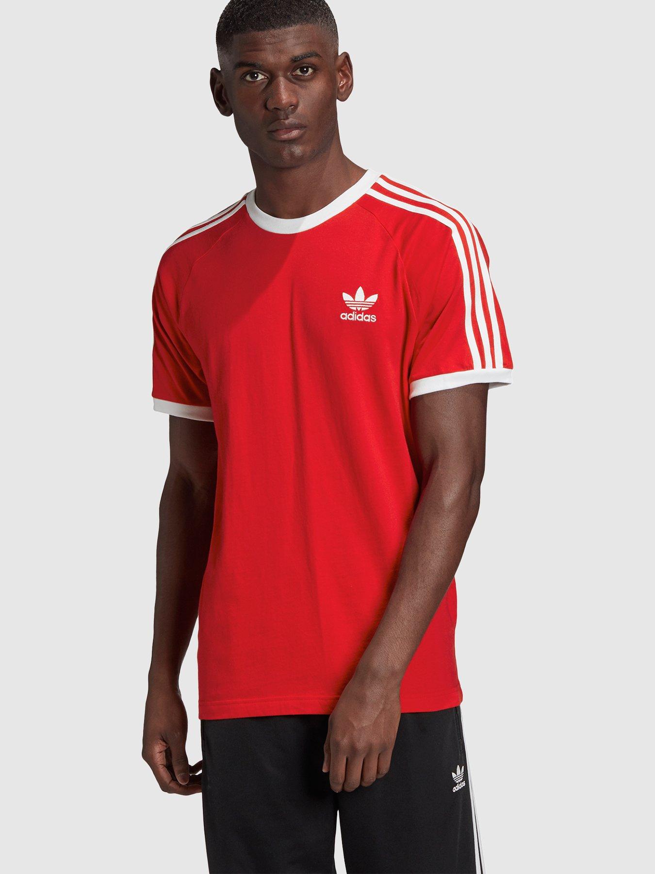 adidas 3 stripe shirt red