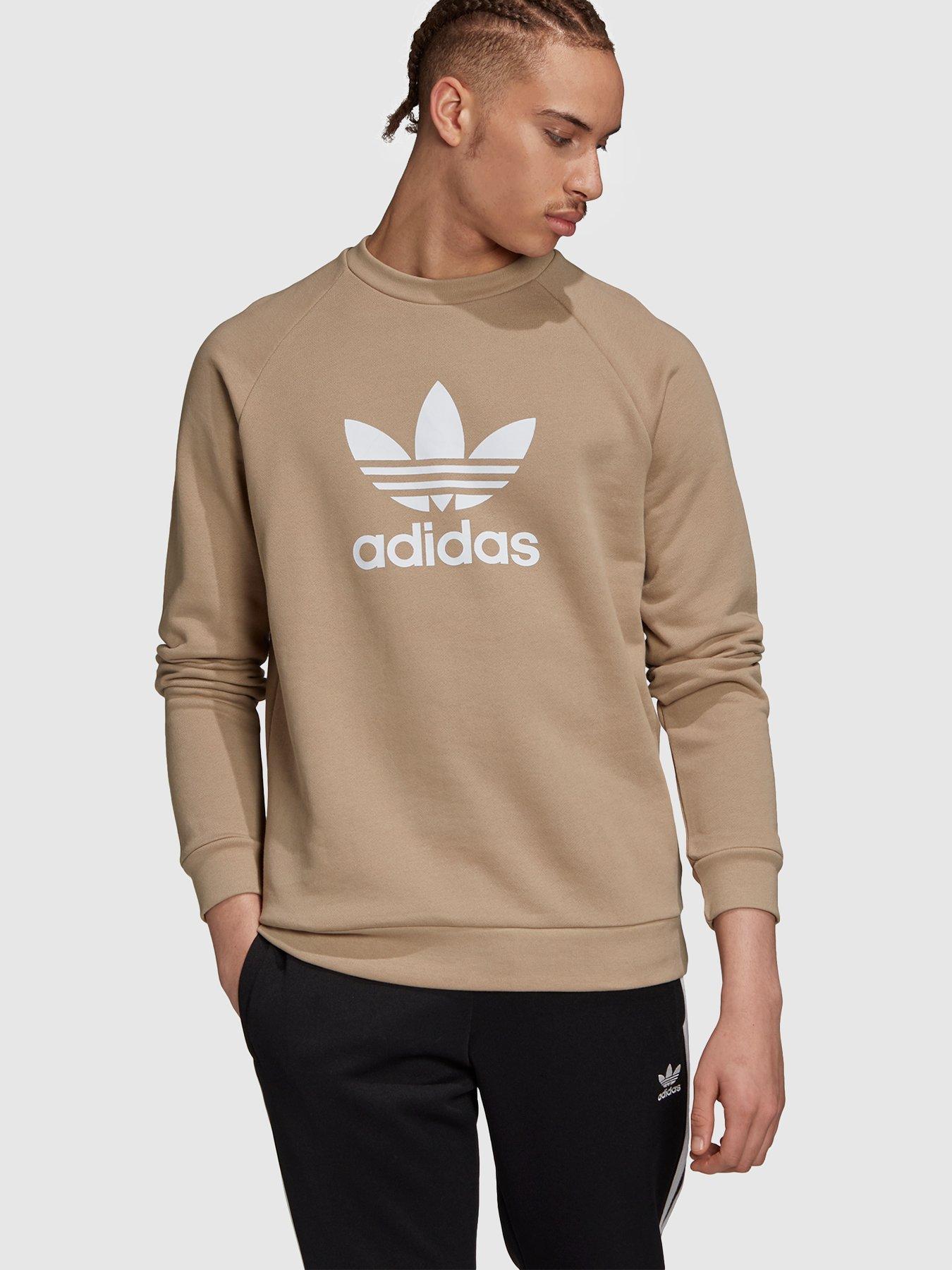 adidas originals trefoil crew neck sweatshirt in khaki