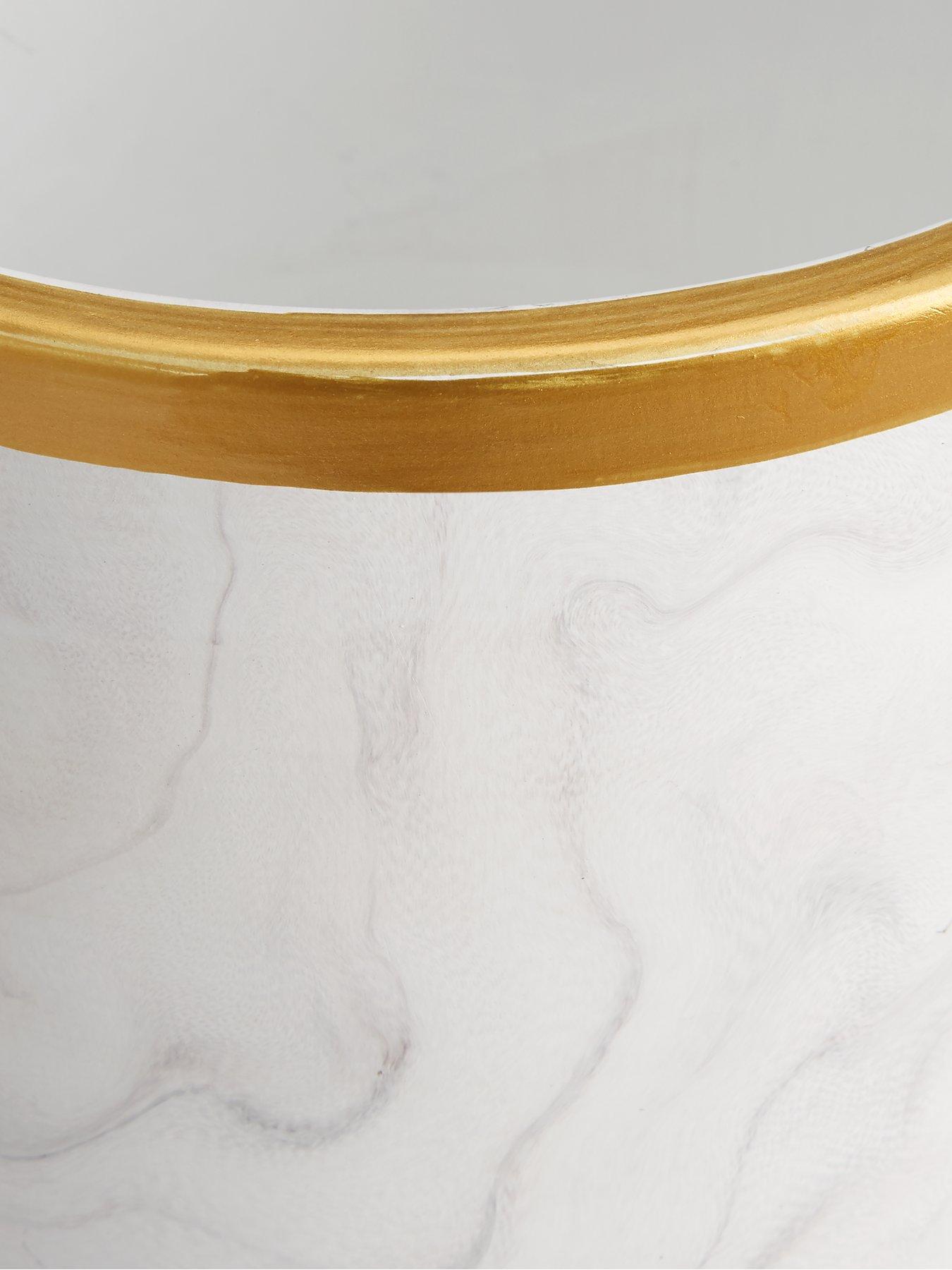 Image 3 of 5 of Marble-Effect Standing Planter with Metallic Rim