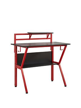 Product photograph of Lloyd Pascal Rogue Compact Gaming Desk - Black Red from very.co.uk