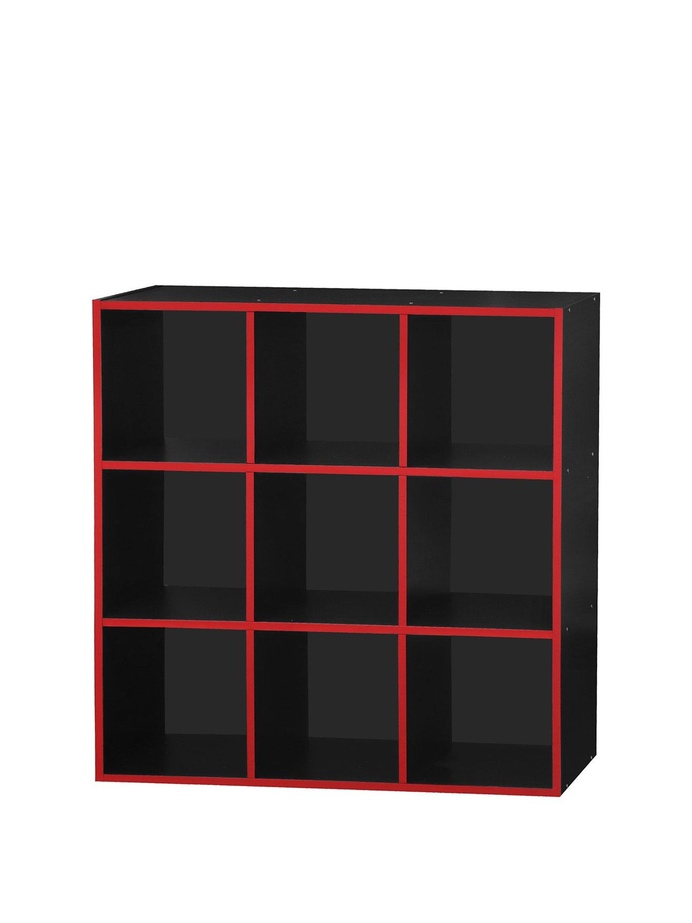 Product photograph of Lloyd Pascal Virtuoso 9 Cube Storage With Red Edging from very.co.uk