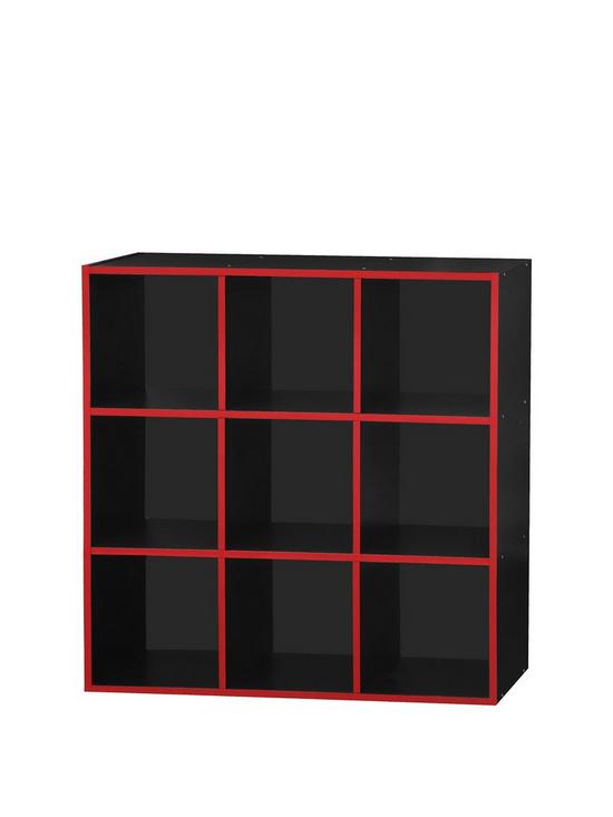 front image of lloyd-pascal-virtuoso-9-cube-storage-with-red-edging
