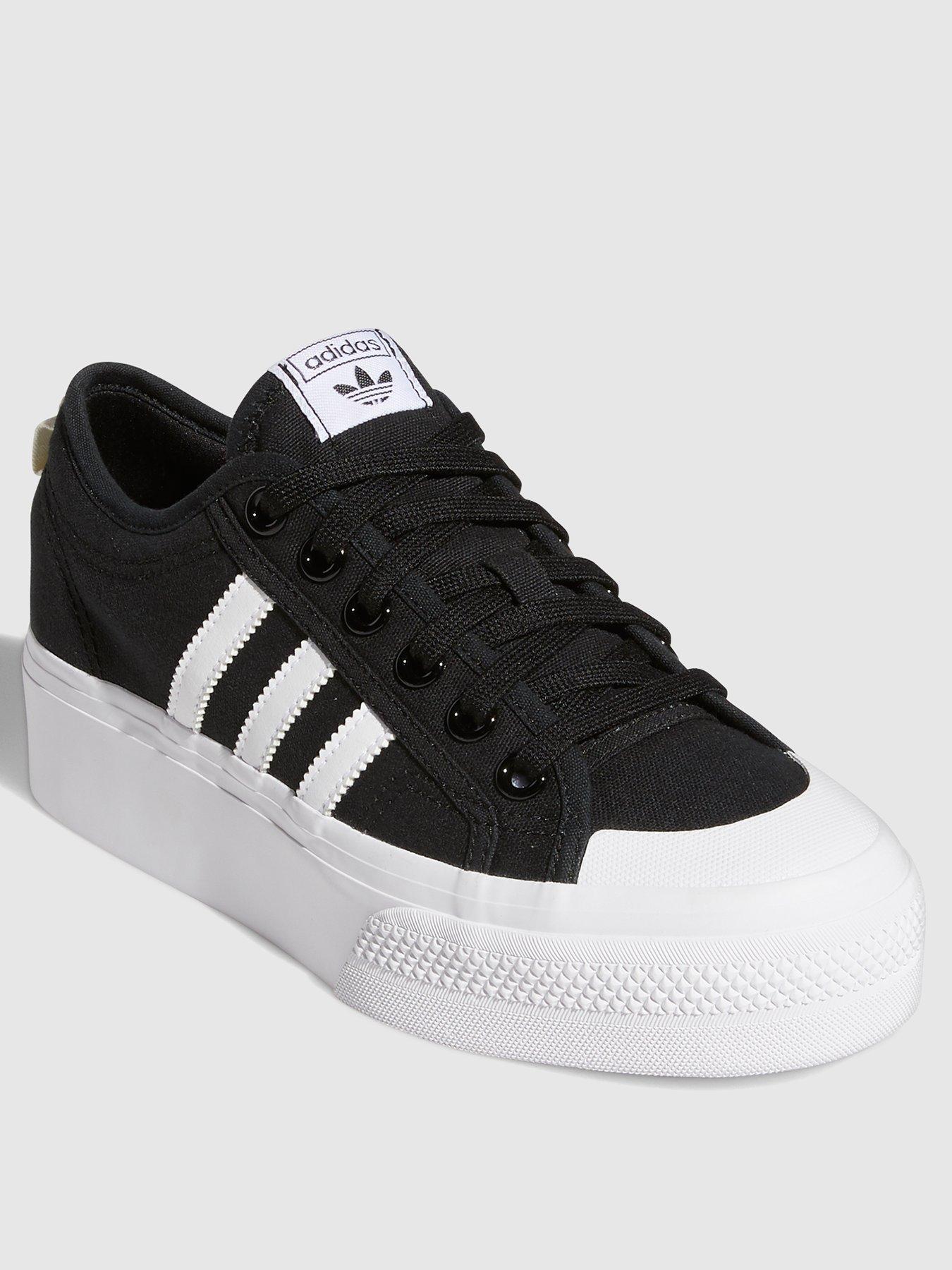 adidas Originals Womens Nizza Platform Trainers - Black/White | Very.co.uk