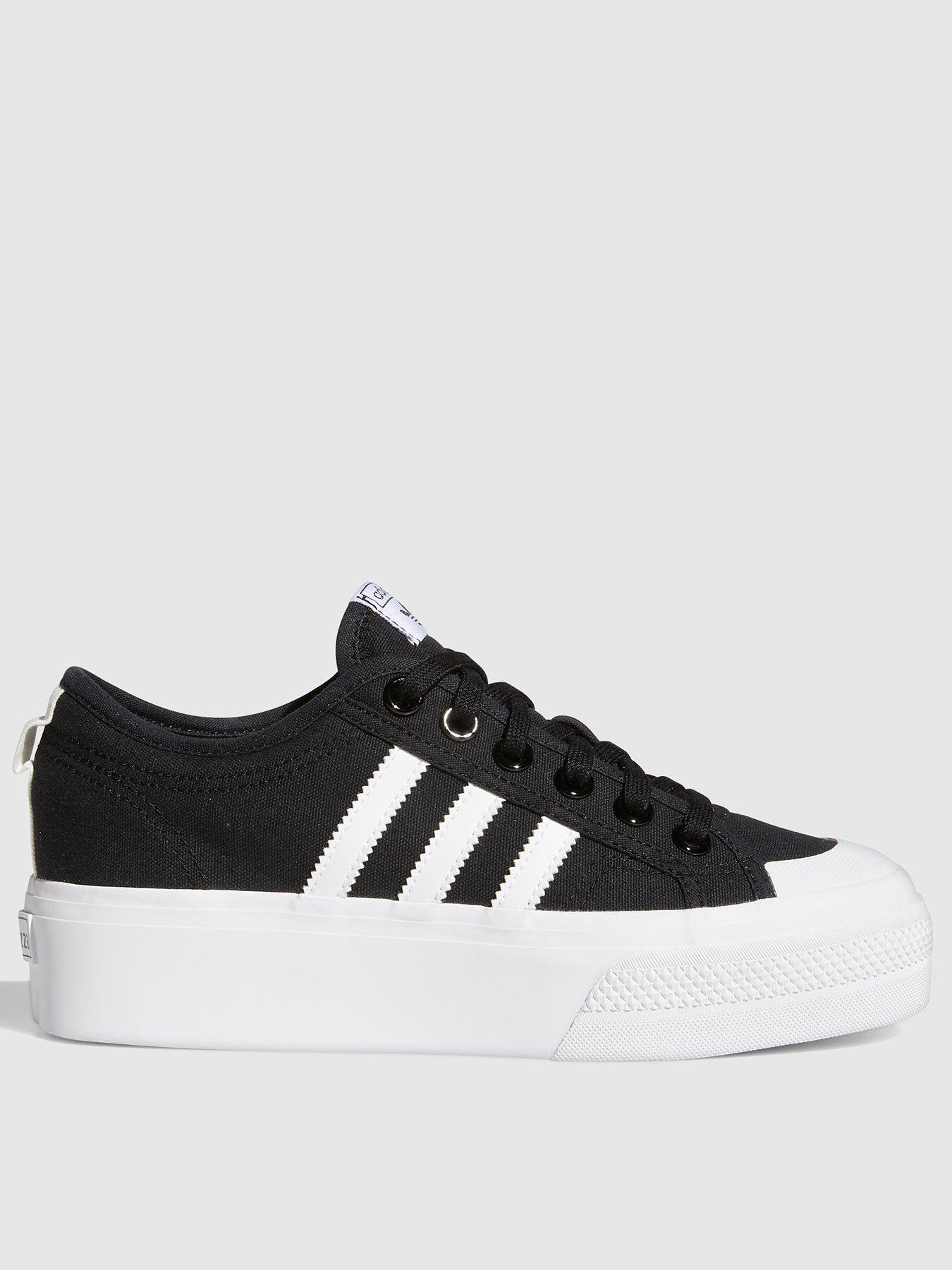 adidas Originals Womens Nizza Platform Trainers - Black/White | Very.co.uk