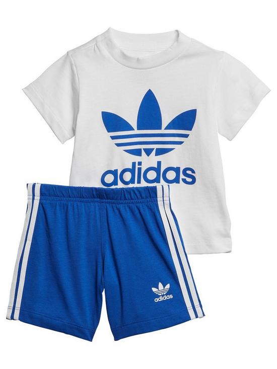front image of adidas-originals-infantsnbspshort-t-shirt-set-whiteblue