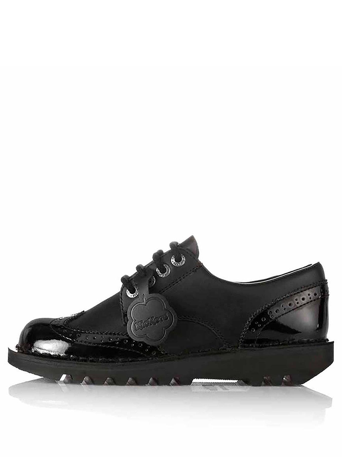 Kick Lo Brogue Leather Flat Shoe - Black