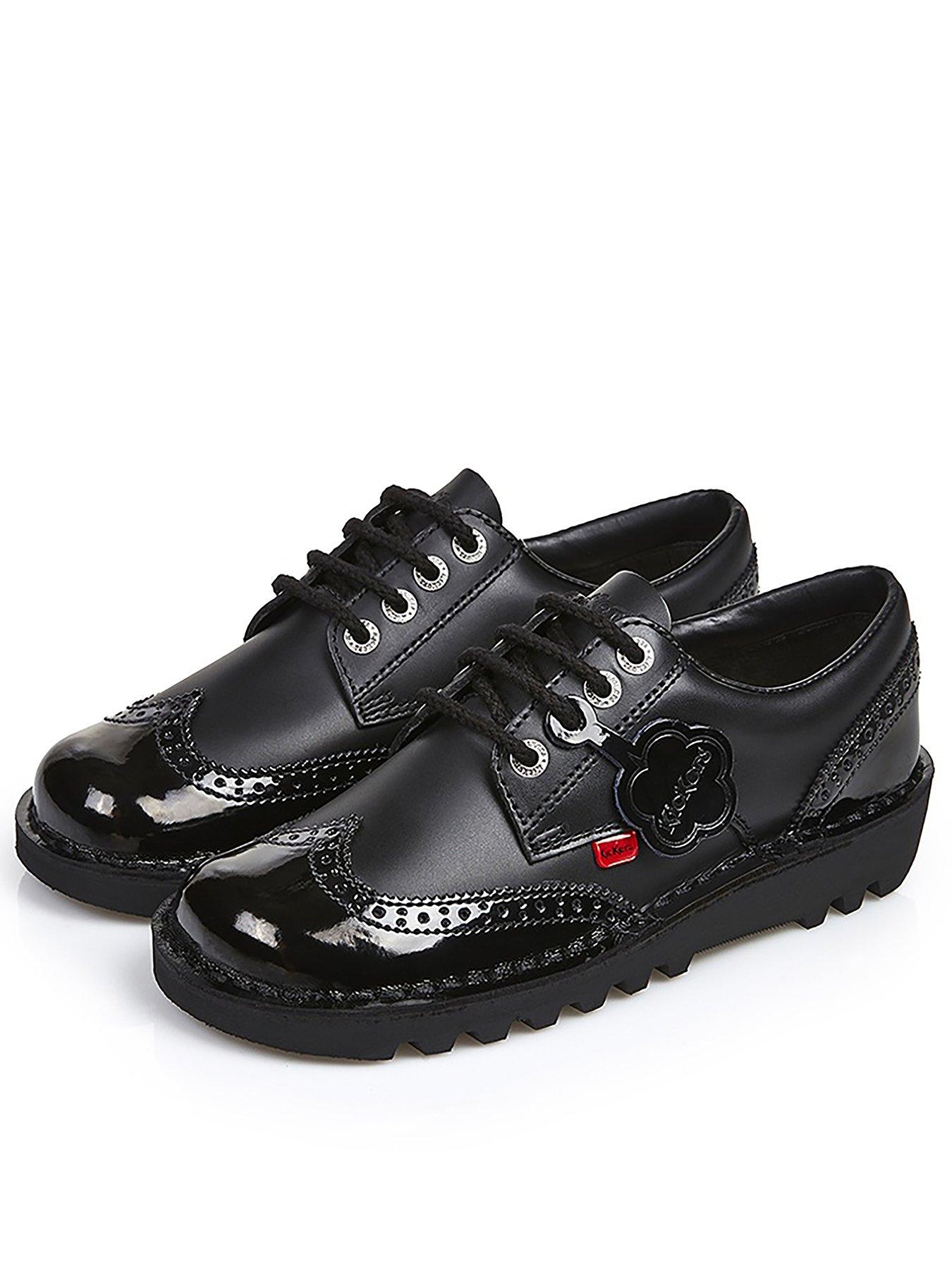 Kickers Kick Lo Brogue Leather Flat Shoe Black Very