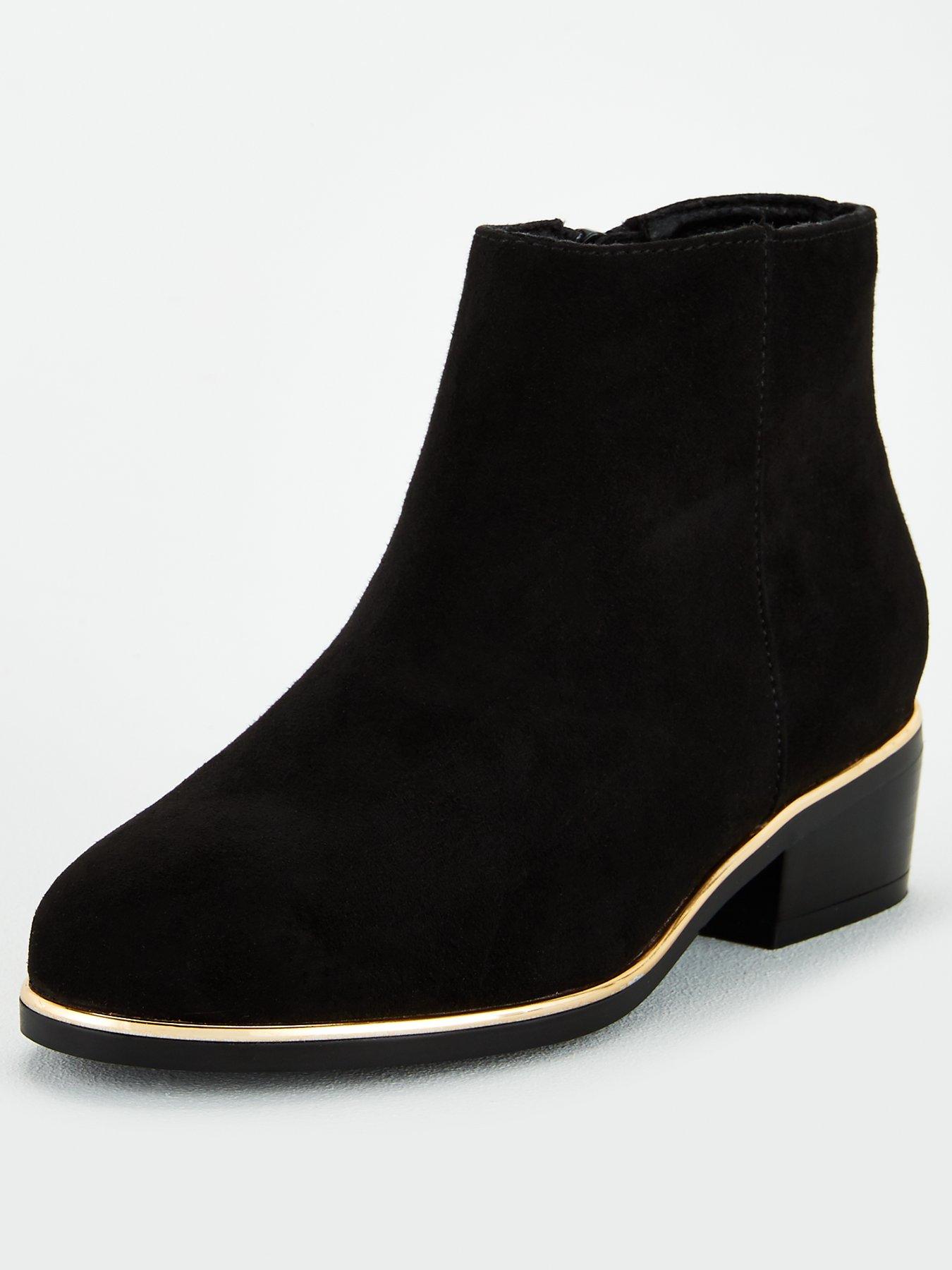 girls black suede ankle boots