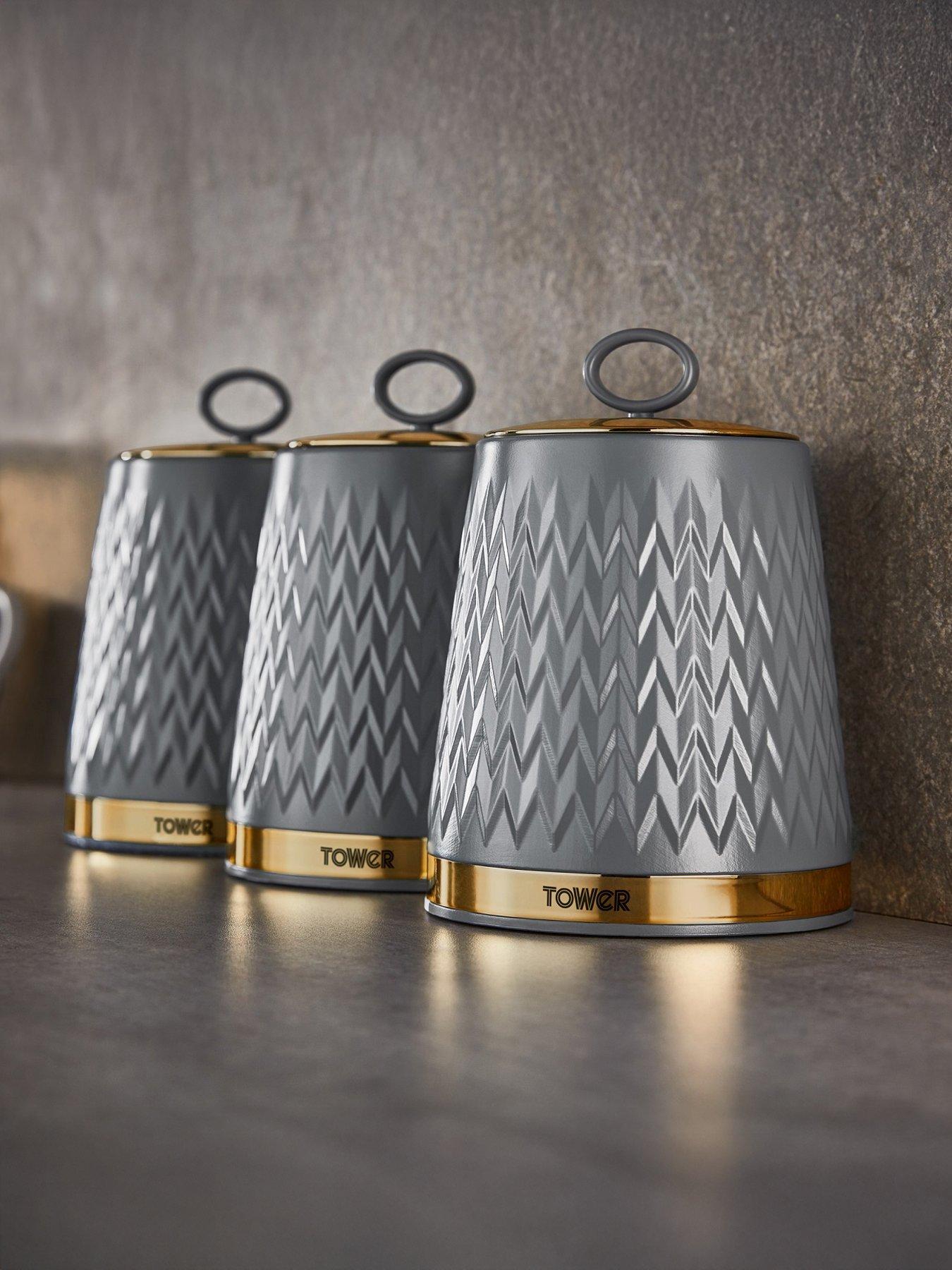 Tower Empire Set of 3 Canisters – Grey