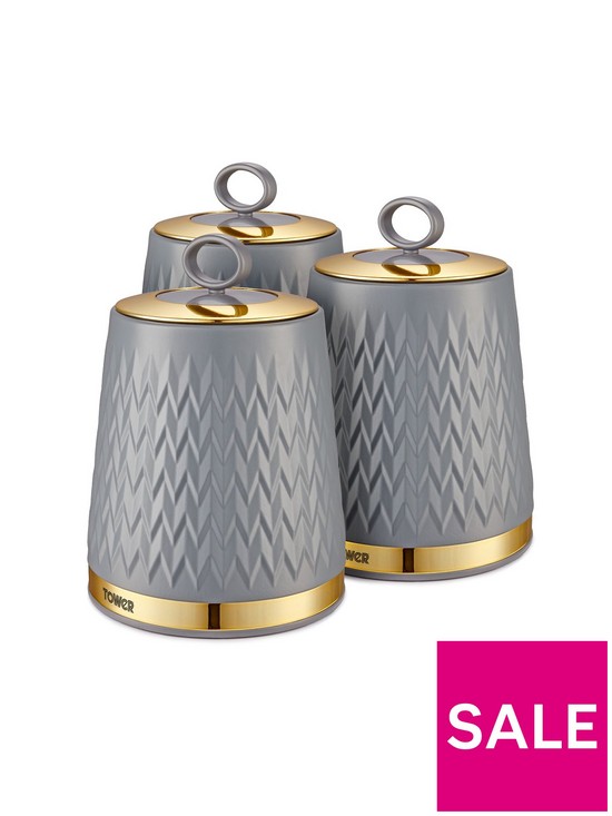 stillFront image of tower-empire-set-of-3-canisters-ndash-grey