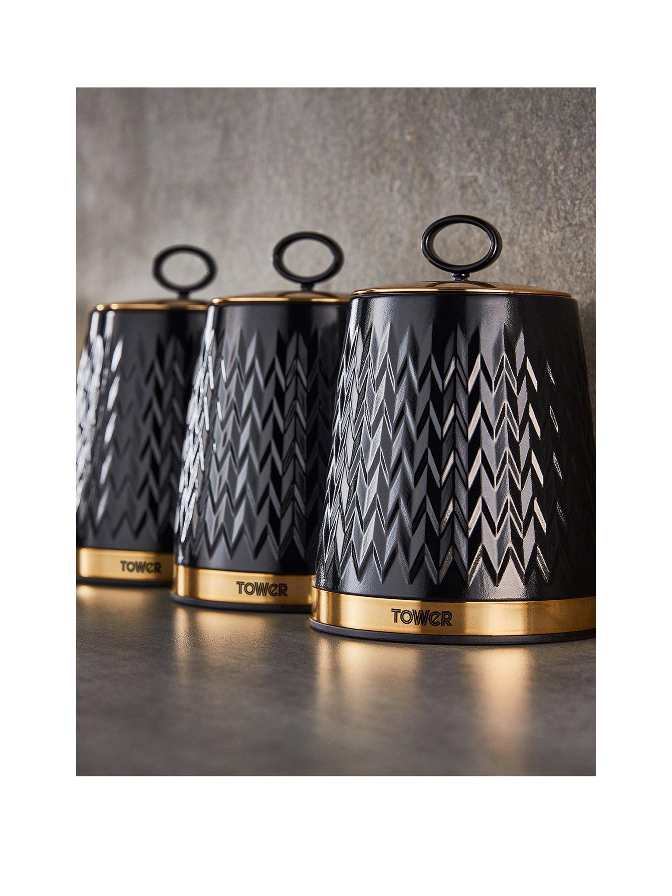 Tower Empire Set of 3 Canisters Black very.co.uk