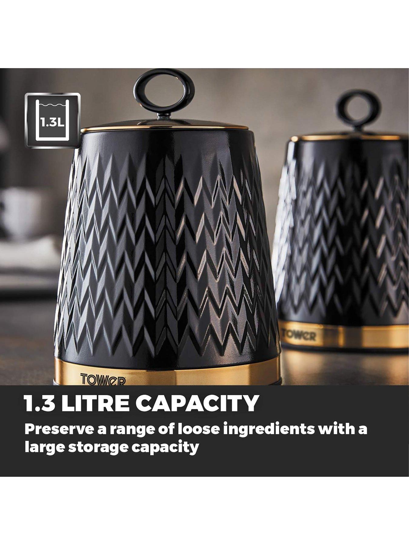 Image 3 of 5 of Tower Empire Set of 3 Canisters &ndash; Black