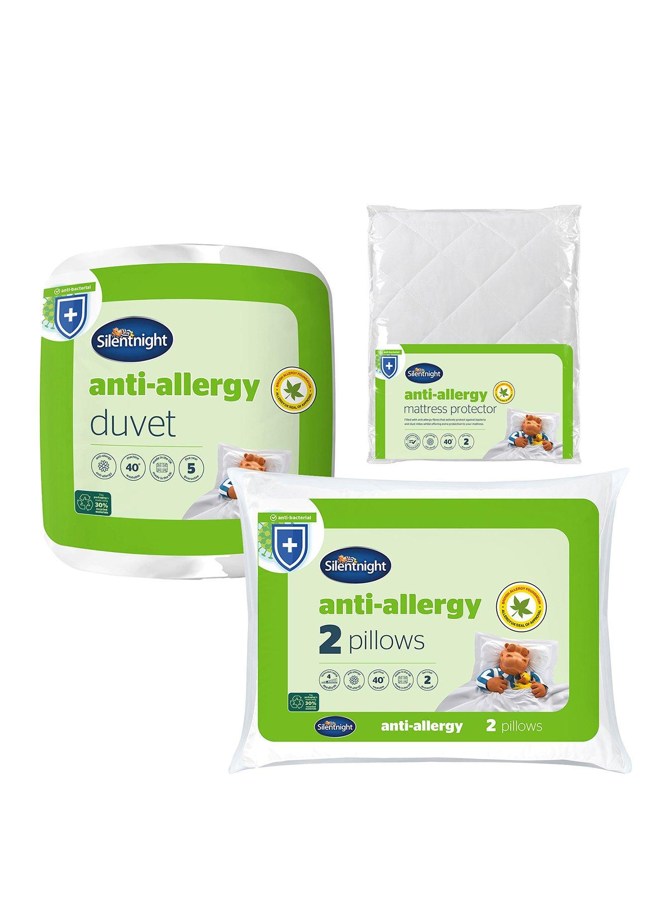 Silentnight Anti-Allergy 10.5 Tog Duvet, Pillow Pair and Mattress Topper Bedding Bundle - White