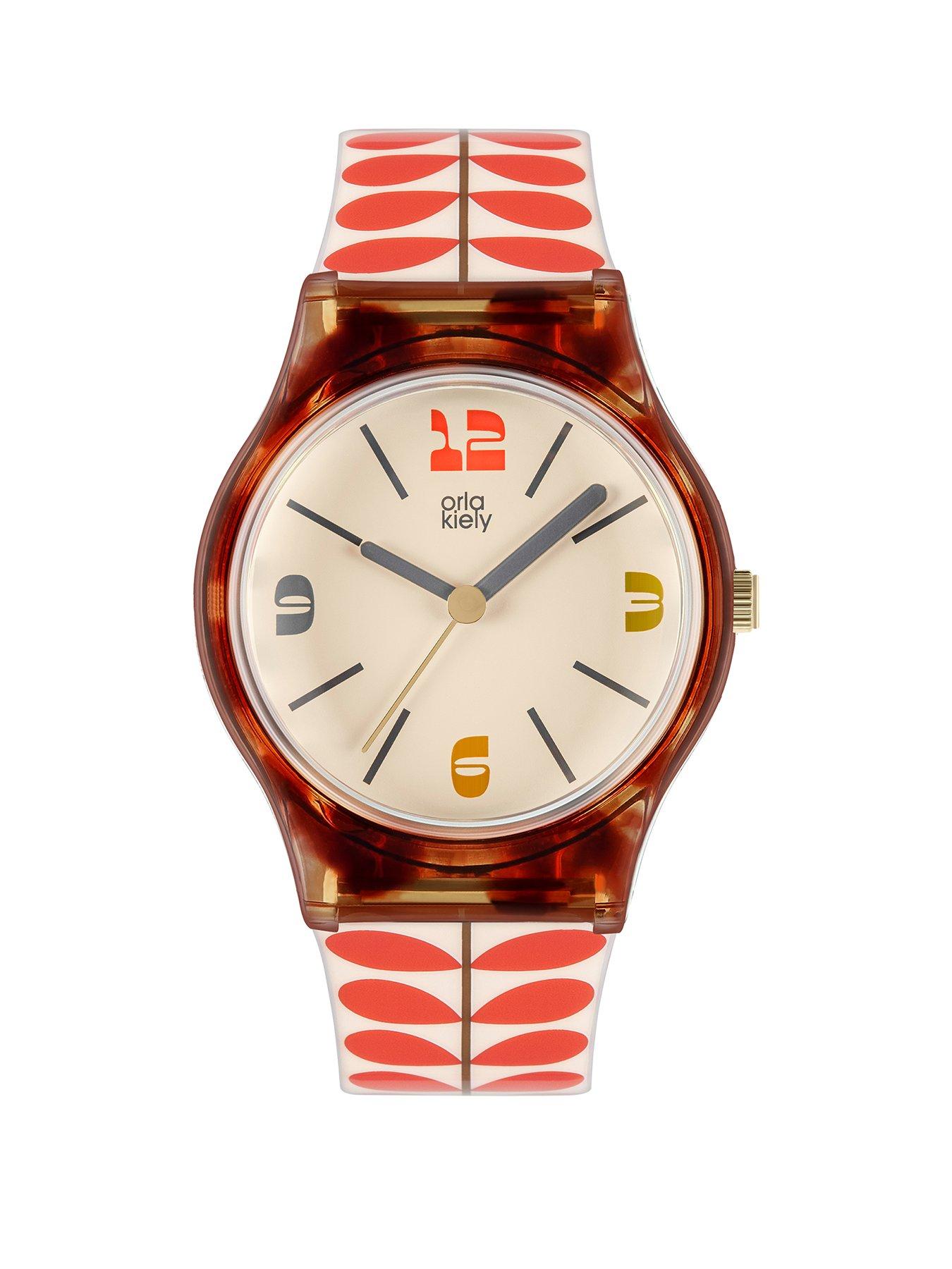 Jewellery & watches Orla Kiely Bobby Tortoise Shell Case White and Red Stem Print Strap Watch