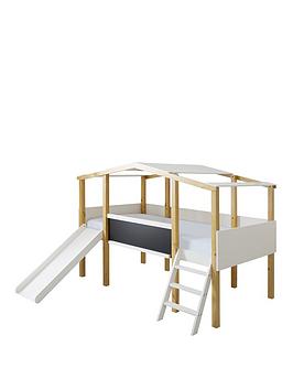 Product photograph of Very Home Pixie Mid Sleeper Bed With Slide And Chalkboard With Mattress Options Buy And Save - Bed Frame With Premium Mattress from very.co.uk